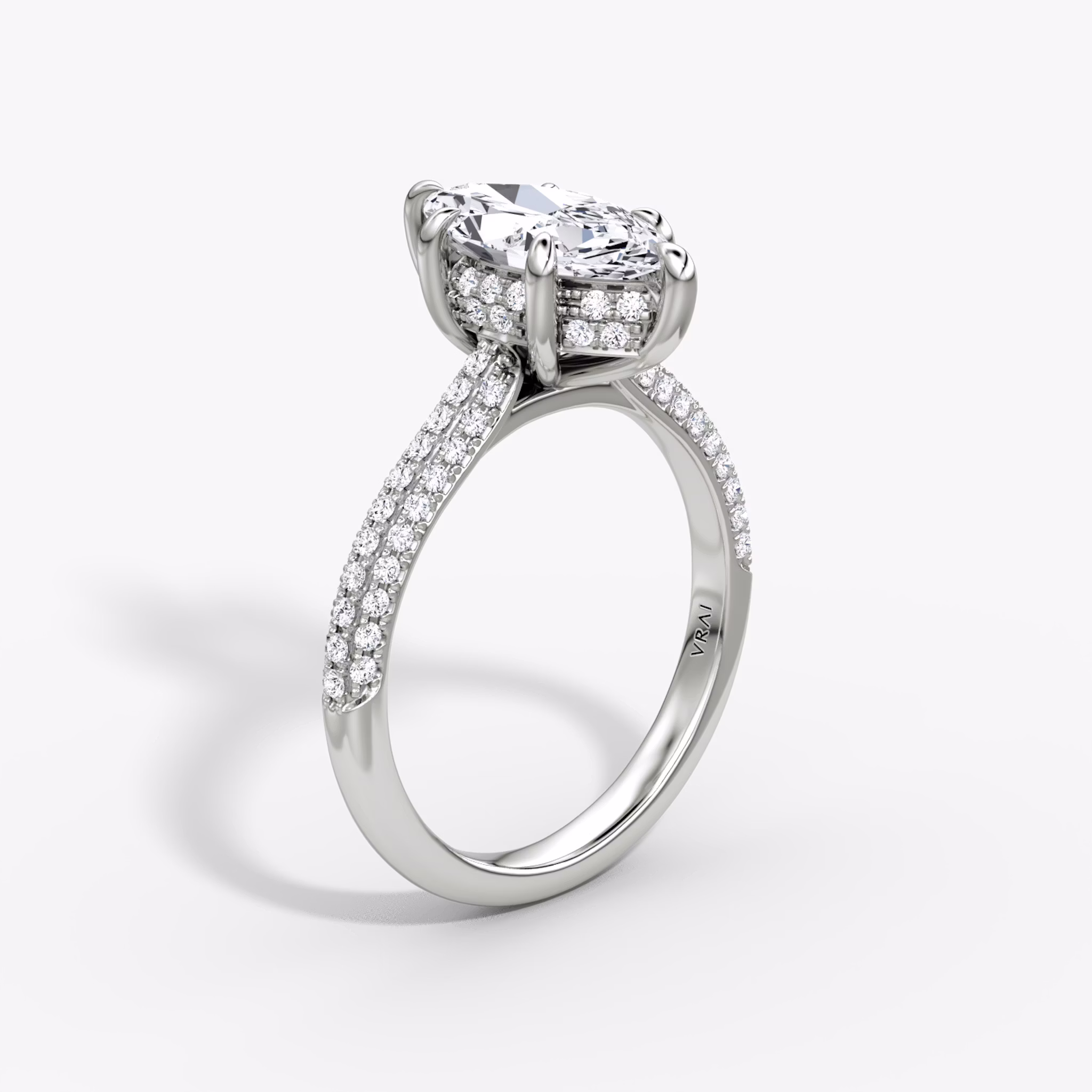 The Regal Pavé Dome | Marquise | Platinum | bandAccent: Pavé | diamondOrientation: vertical | caratWeight: other