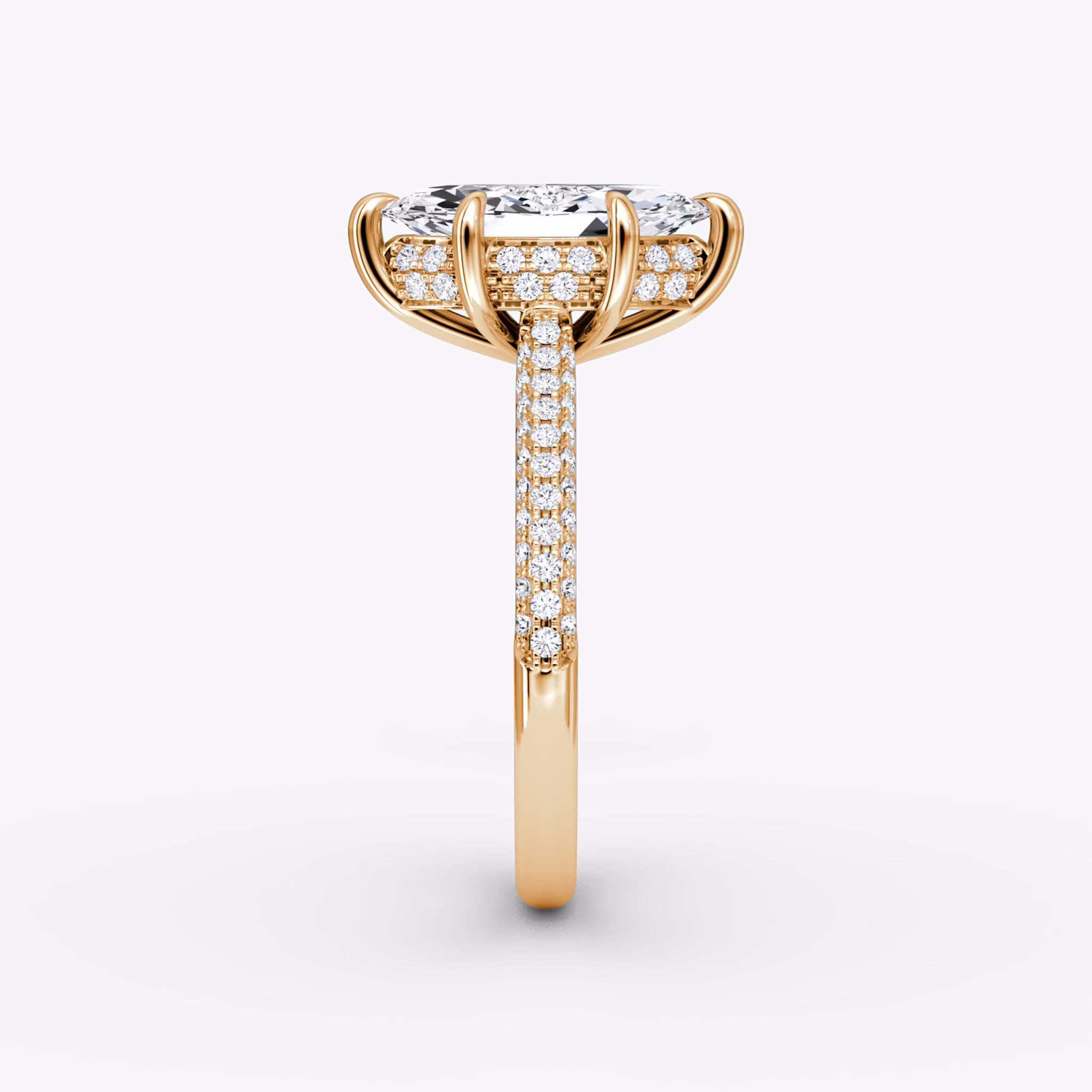 The Regal Pavé Dome | Marquise | 14k | Rose Gold | bandAccent: Pavé | diamondOrientation: vertical | caratWeight: other