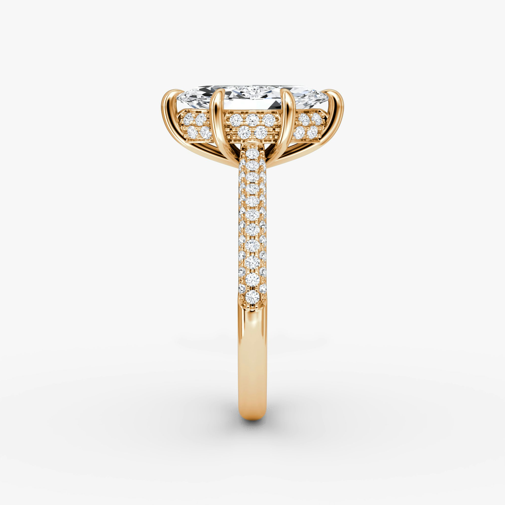 The Regal Pavé Dome | Marquise | 14k | Rose Gold | bandAccent: Pavé | diamondOrientation: vertical | caratWeight: other