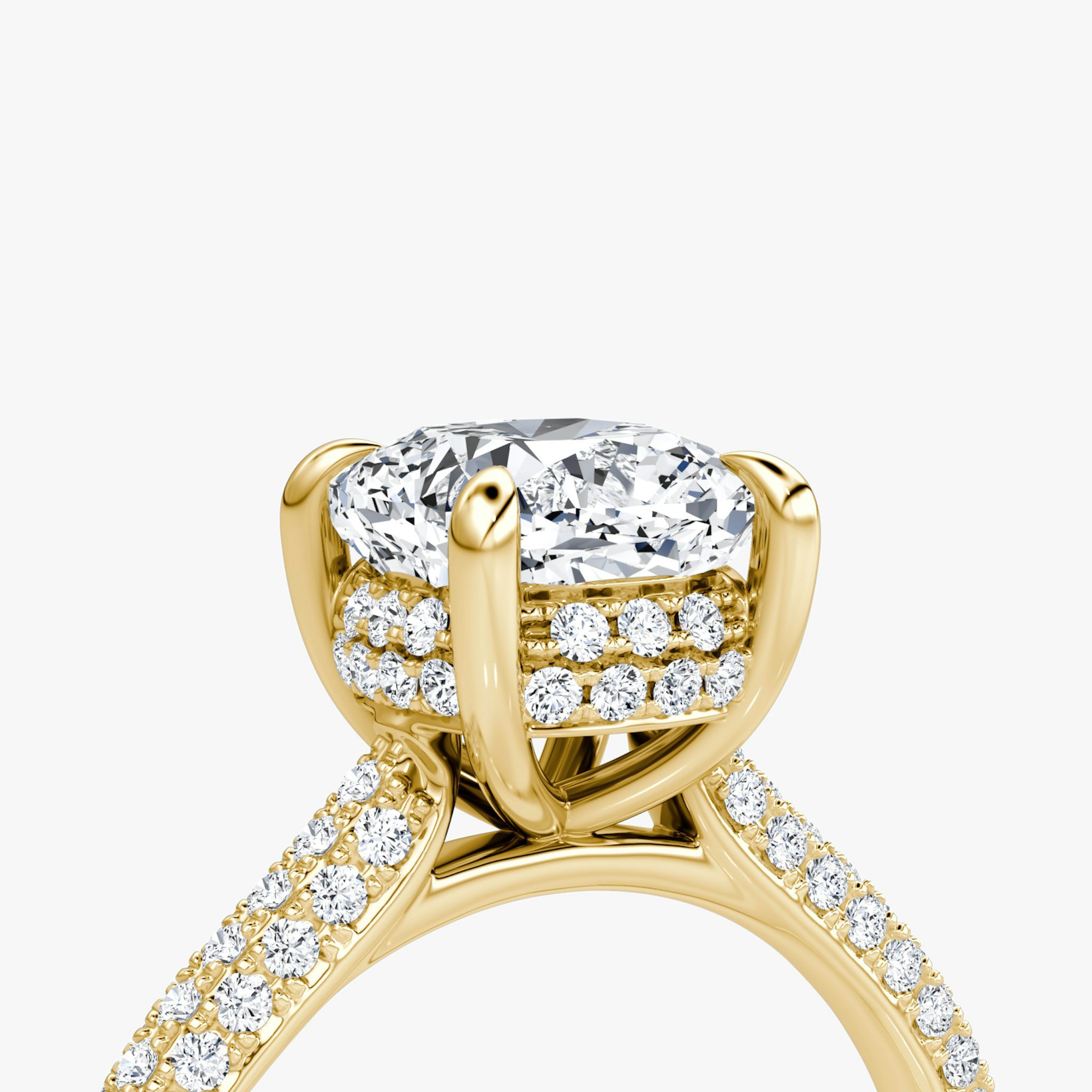 The Regal Pavé Dome | Cushion | 18k | Yellow Gold | bandAccent: Pavé | diamondOrientation: vertical | caratWeight: other