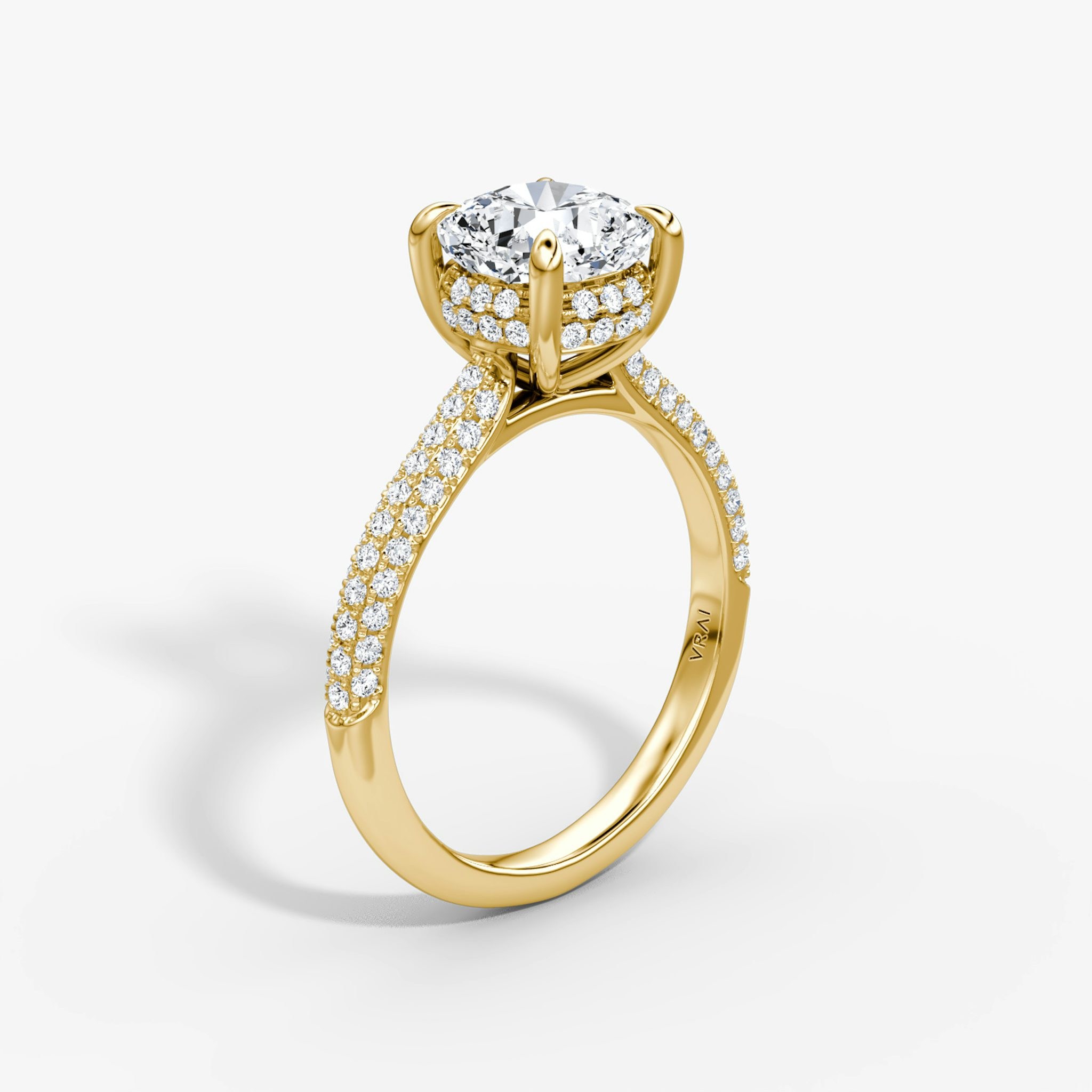 The Regal Pavé Dome | Cushion | 18k | Yellow Gold | bandAccent: Pavé | diamondOrientation: vertical | caratWeight: other