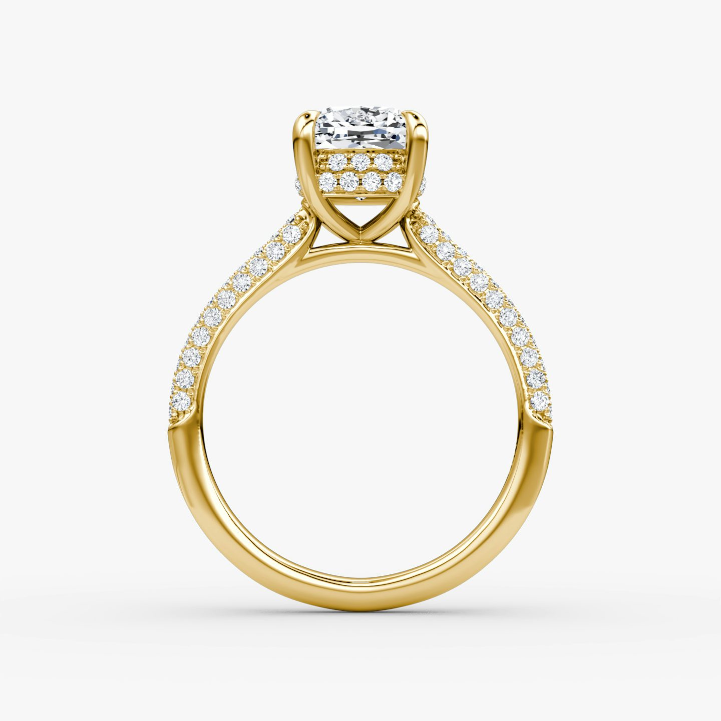The Regal Pavé Dome | Cushion | 18k | Yellow Gold | bandAccent: Pavé | diamondOrientation: vertical | caratWeight: other