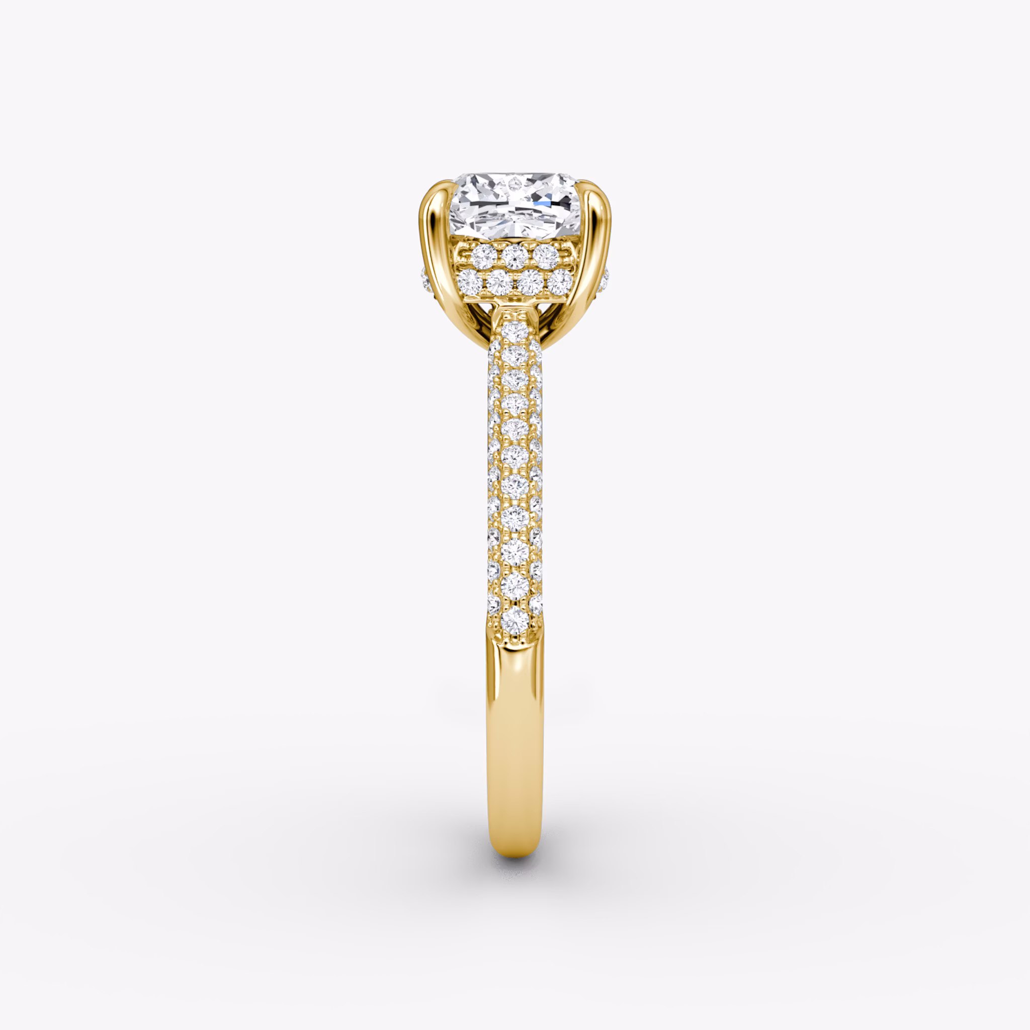 The Regal Pavé Dome | Cushion | 18k | Yellow Gold | bandAccent: Pavé | diamondOrientation: vertical | caratWeight: other