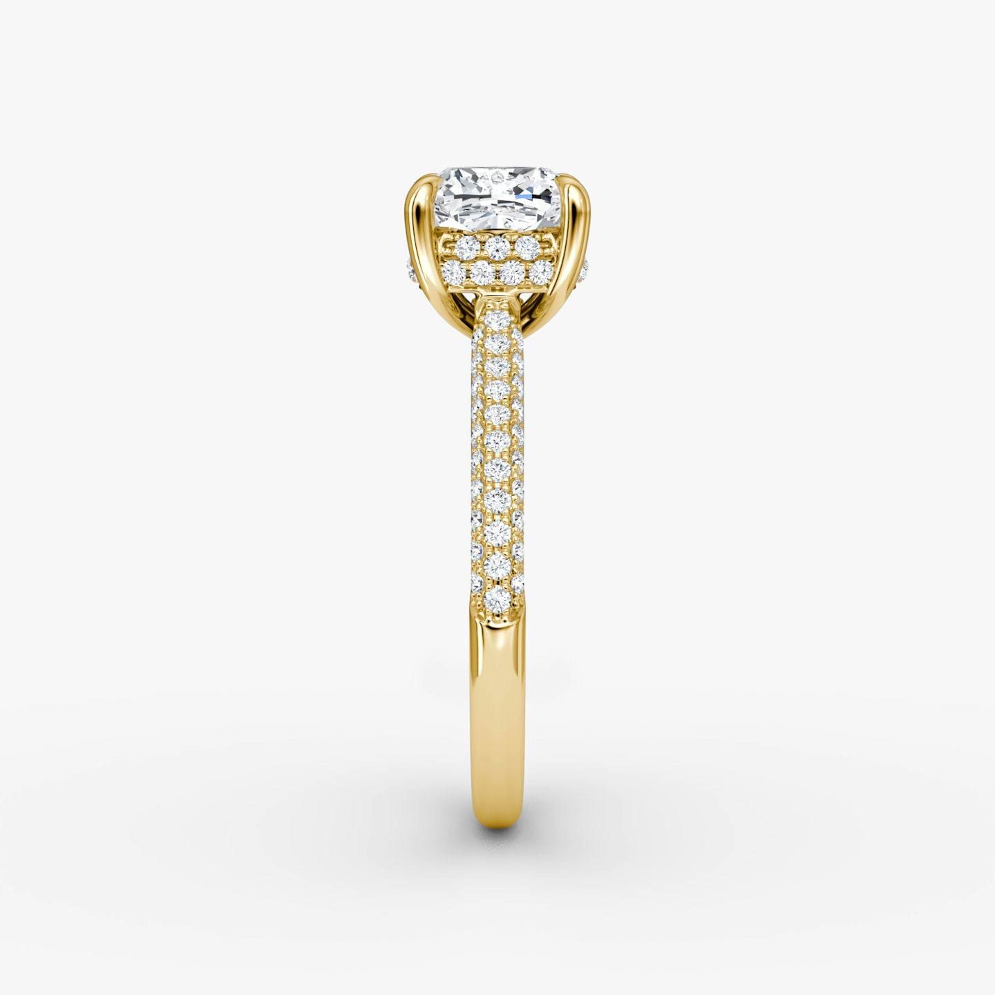The Regal Pavé Dome | Cushion | 18k | Yellow Gold | bandAccent: Pavé | diamondOrientation: vertical | caratWeight: other