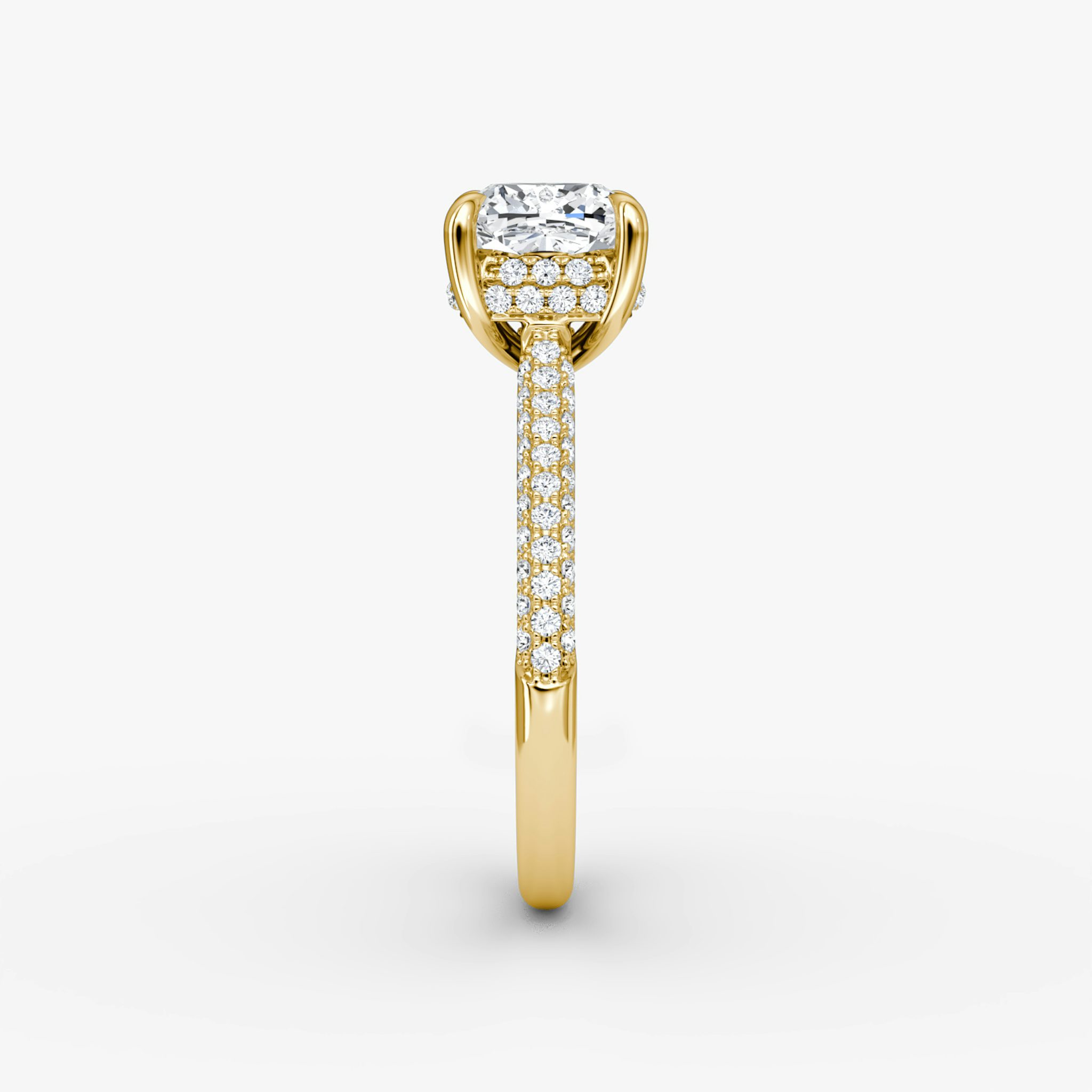 The Regal Pavé Dome | Cushion | 18k | Yellow Gold | bandAccent: Pavé | diamondOrientation: vertical | caratWeight: other