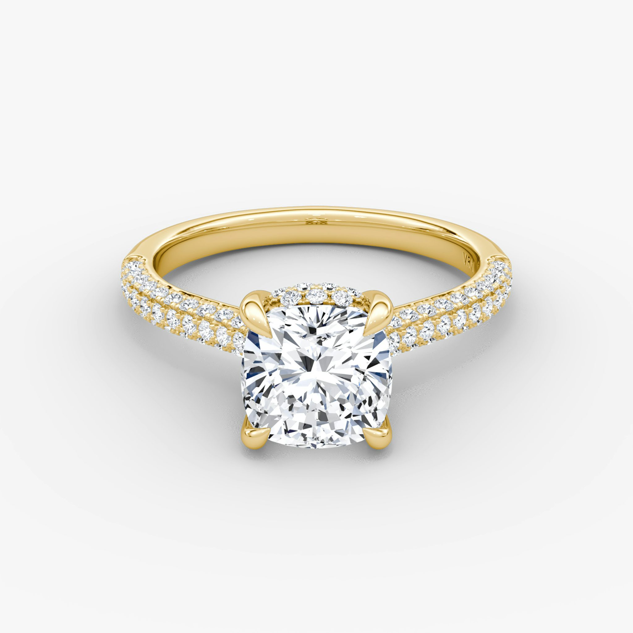 The Regal Pavé Dome | Cushion | 18k | Yellow Gold | bandAccent: Pavé | diamondOrientation: vertical | caratWeight: other
