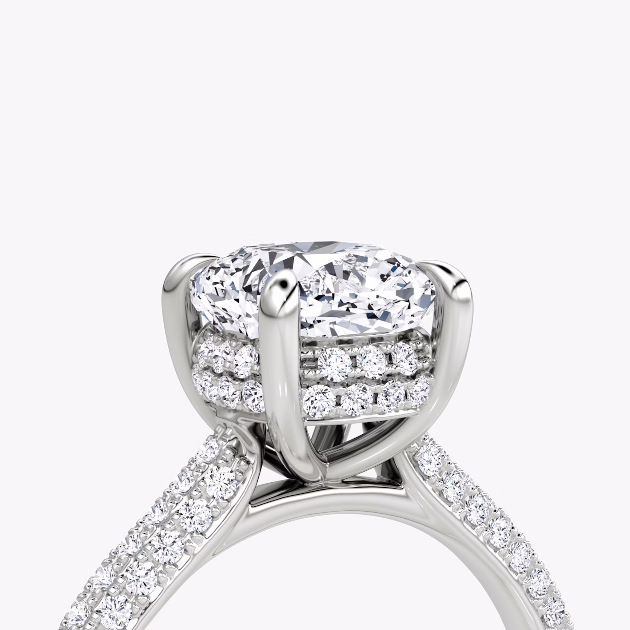 The Regal Pavé Dome | Cushion | 18k | White Gold | bandAccent: Pavé | diamondOrientation: vertical | caratWeight: other