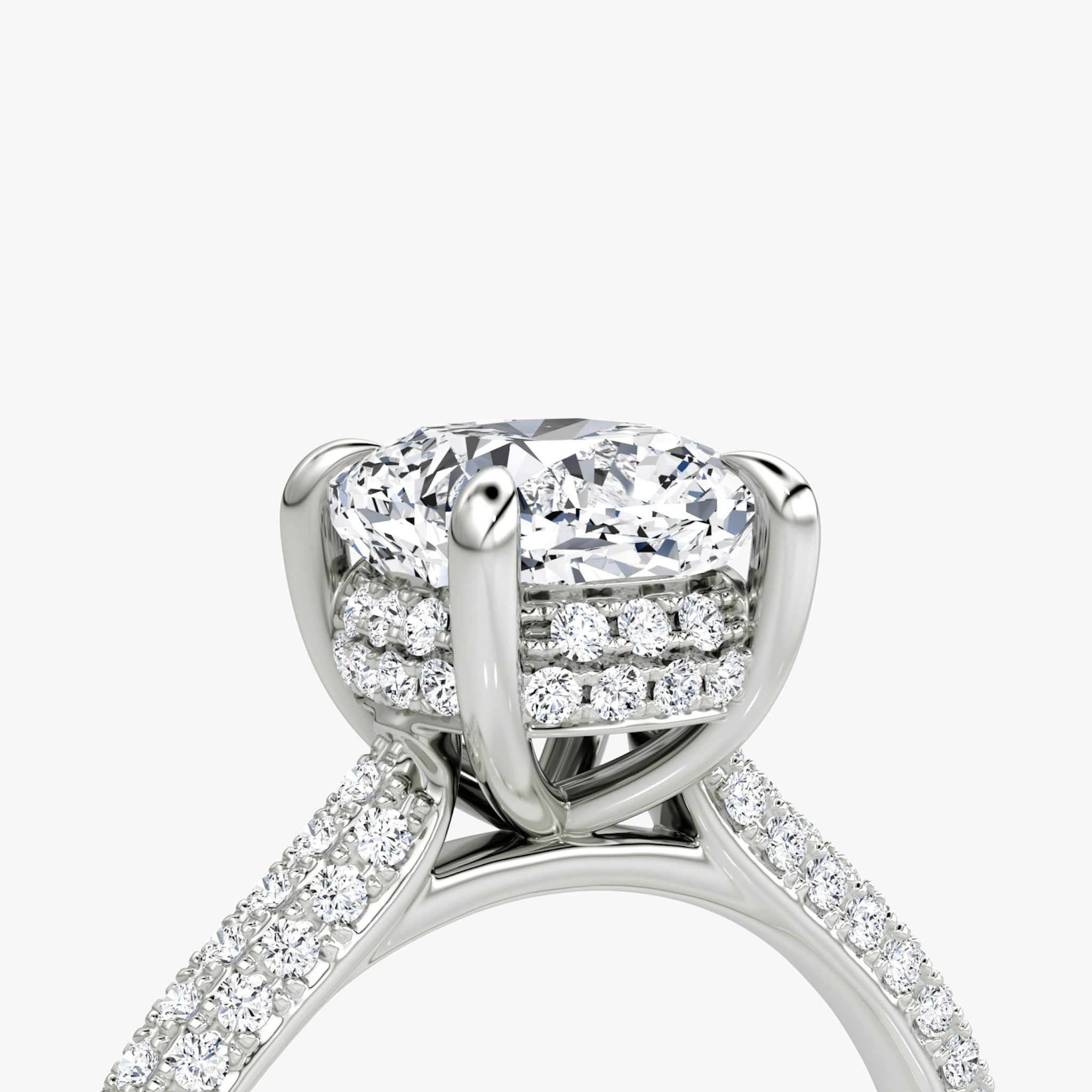 The Regal Pavé Dome | Cushion | 18k | White Gold | bandAccent: Pavé | diamondOrientation: vertical | caratWeight: other