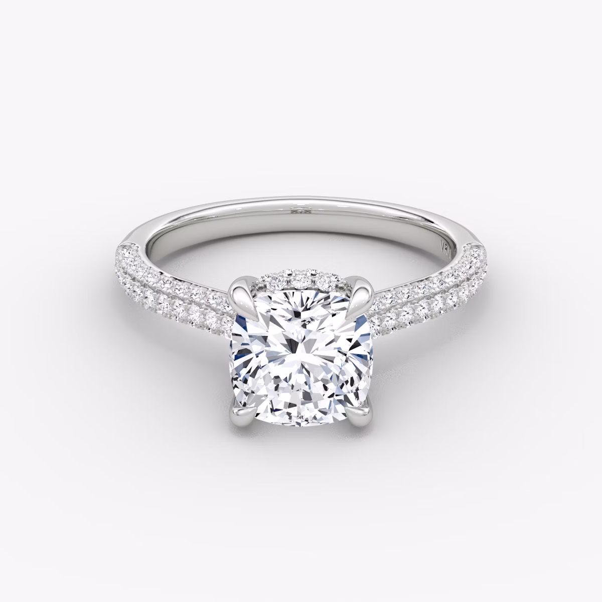The Regal Pavé Dome | Cushion | 18k | White Gold | bandAccent: Pavé | diamondOrientation: vertical | caratWeight: other