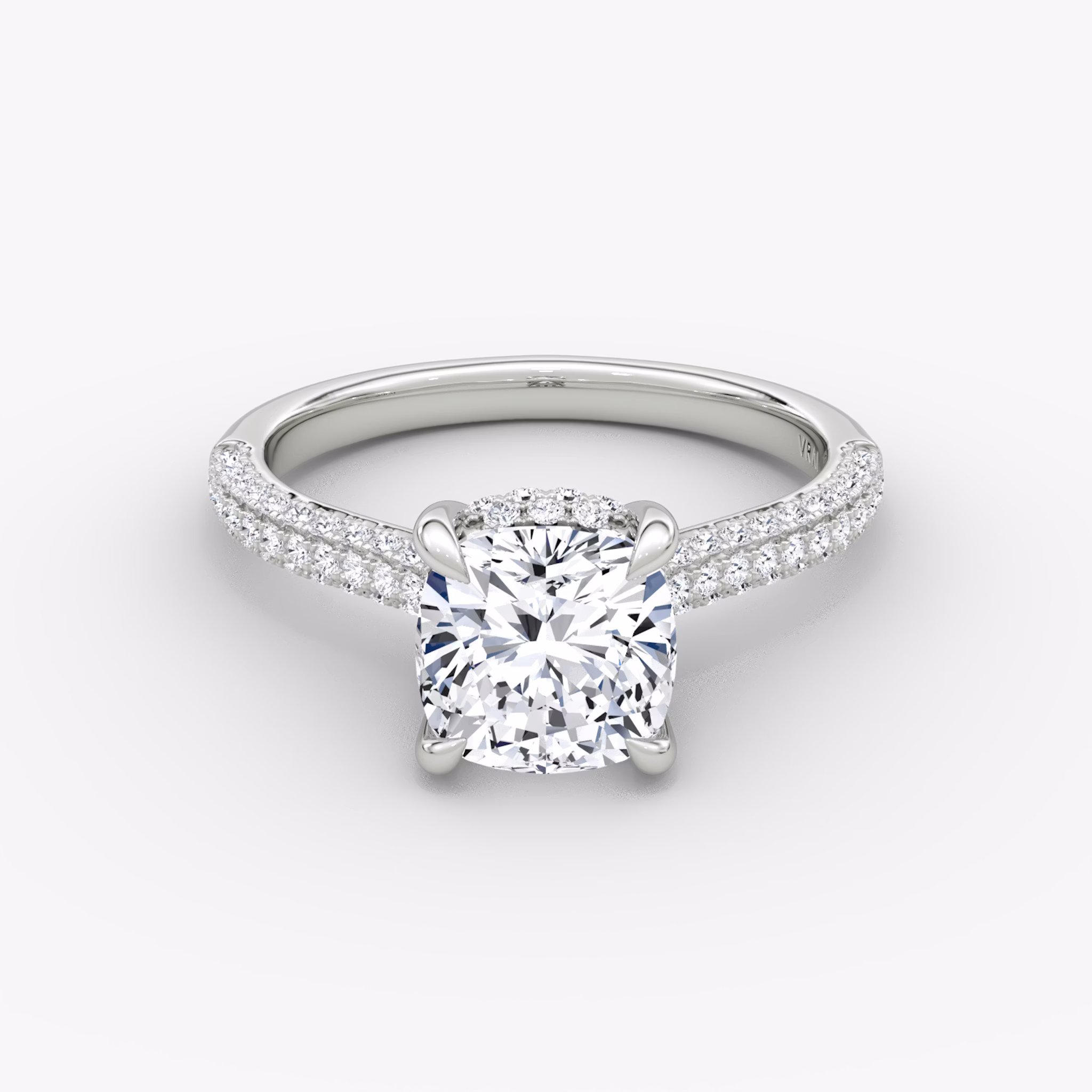 The Regal Pavé Dome | Cushion | 18k | White Gold | bandAccent: Pavé | diamondOrientation: vertical | caratWeight: other