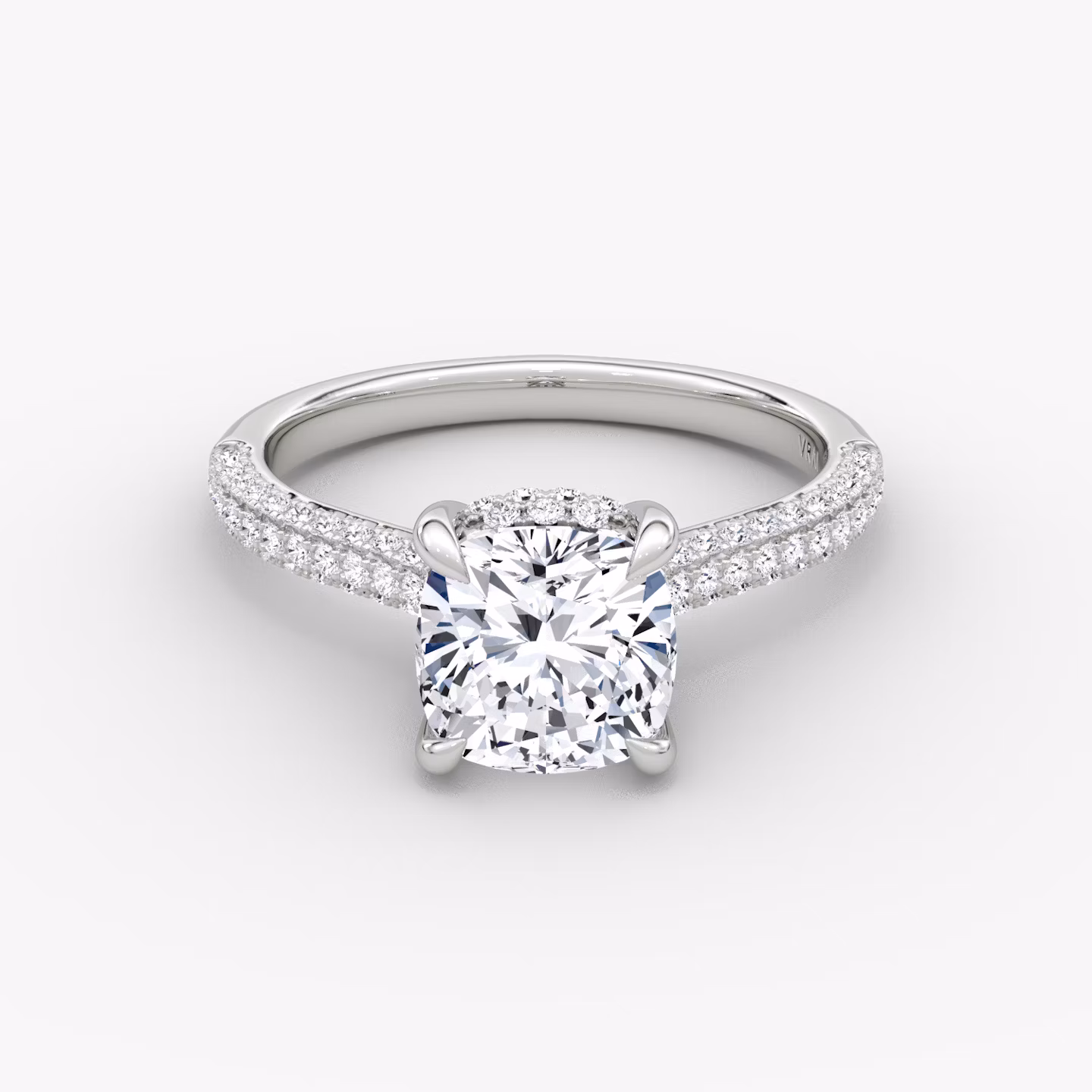 The Regal Pavé Dome | Cushion | 18k | White Gold | bandAccent: Pavé | diamondOrientation: vertical | caratWeight: other