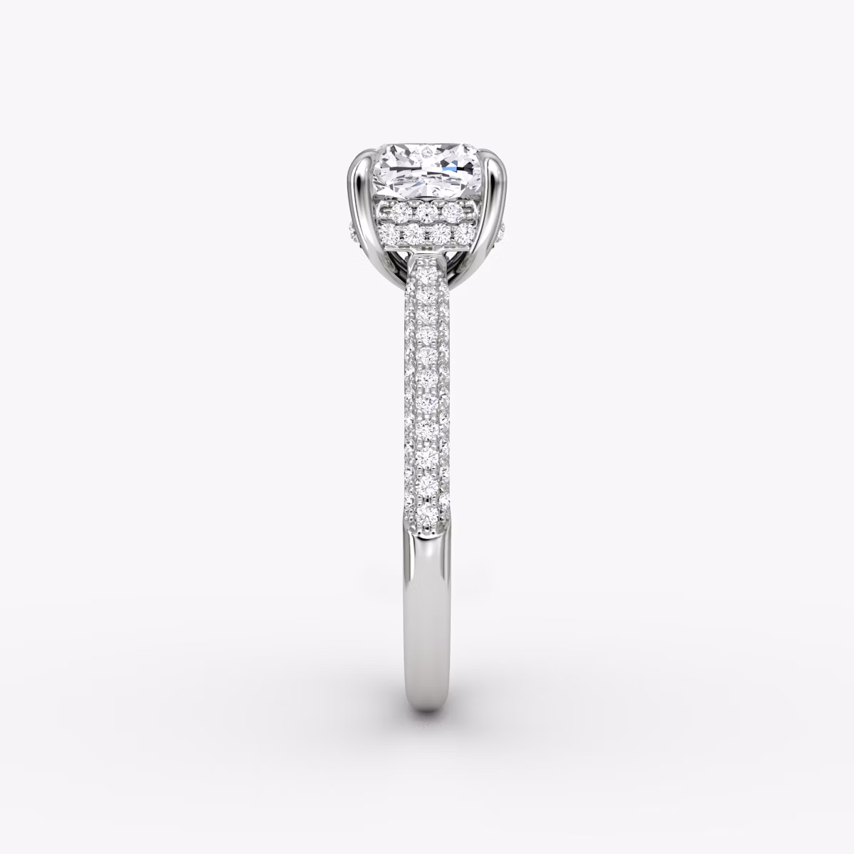 The Regal Pavé Dome | Cushion | 18k | White Gold | bandAccent: Pavé | diamondOrientation: vertical | caratWeight: other