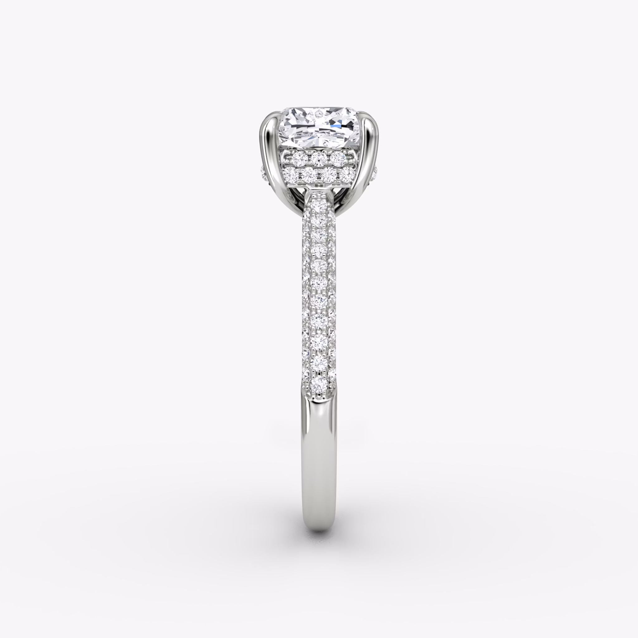The Regal Pavé Dome | Cushion | 18k | White Gold | bandAccent: Pavé | diamondOrientation: vertical | caratWeight: other