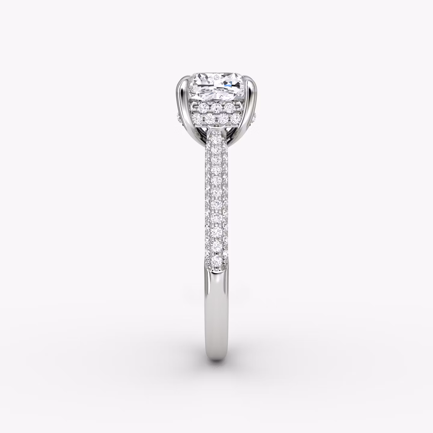 The Regal Pavé Dome | Cushion | 18k | White Gold | bandAccent: Pavé | diamondOrientation: vertical | caratWeight: other