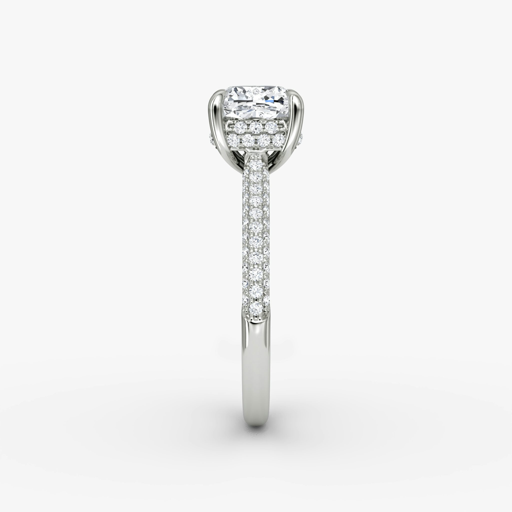 The Regal Pavé Dome | Cushion | 18k | White Gold | bandAccent: Pavé | diamondOrientation: vertical | caratWeight: other