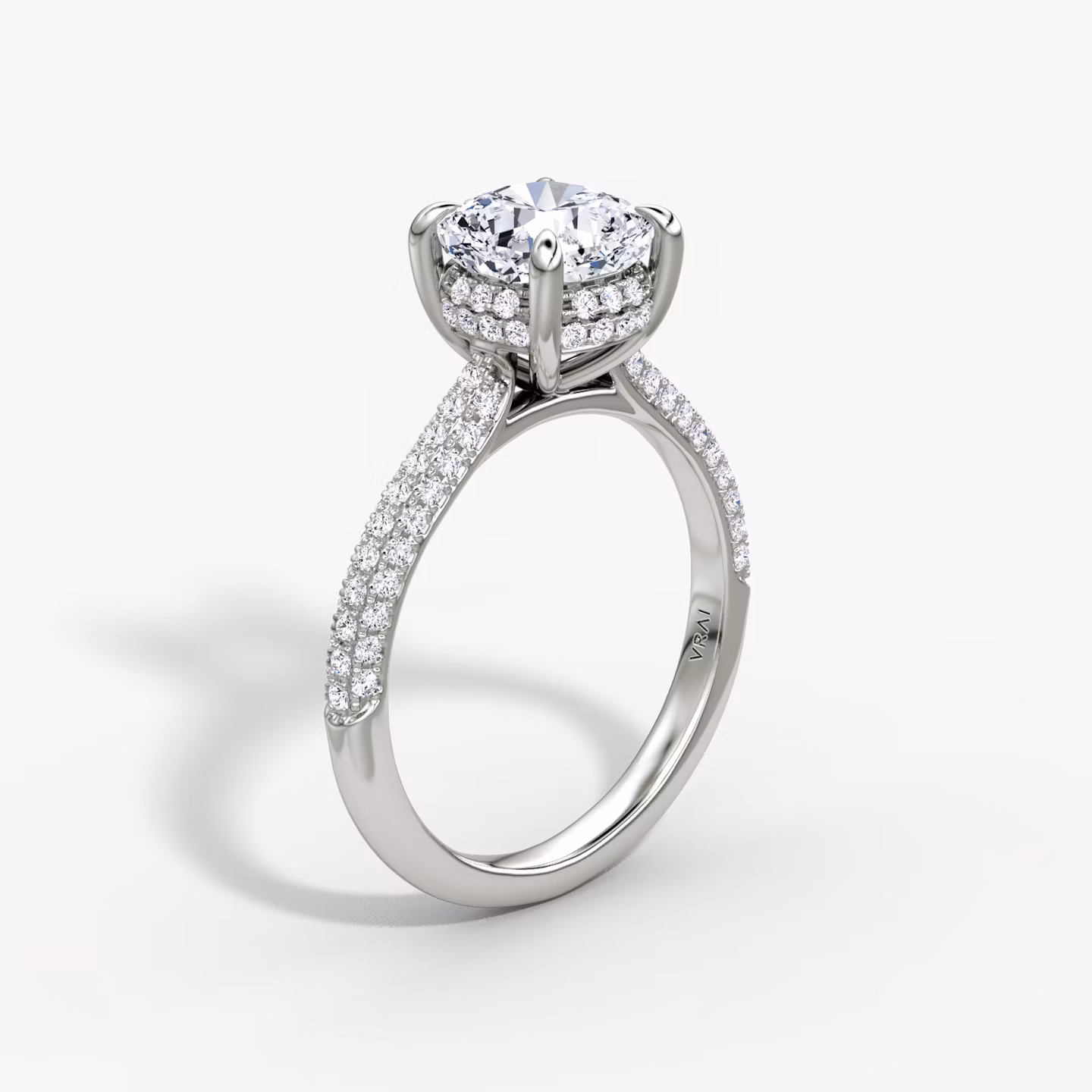 The Regal Pavé Dome Cushion | White Gold