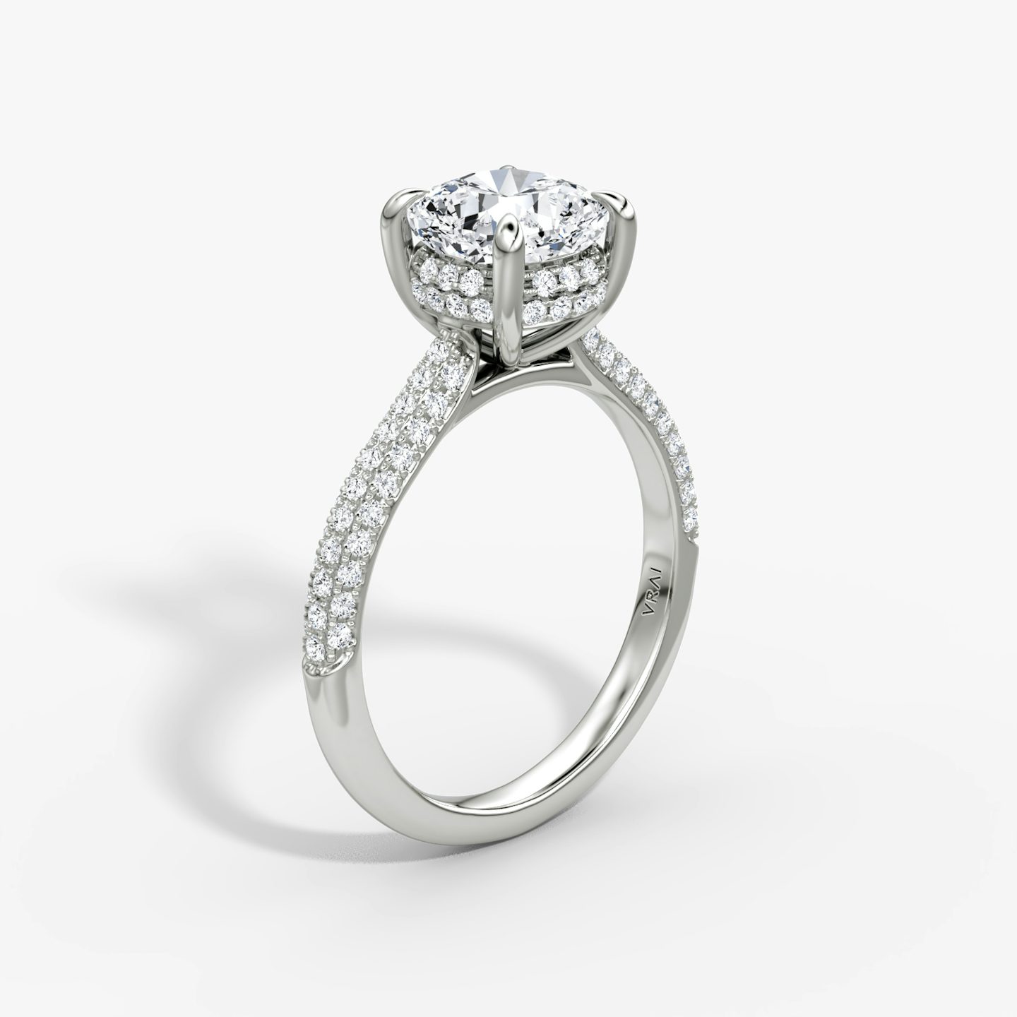 The Regal Pavé Dome | Cushion | 18k | White Gold | bandAccent: Pavé | diamondOrientation: vertical | caratWeight: other
