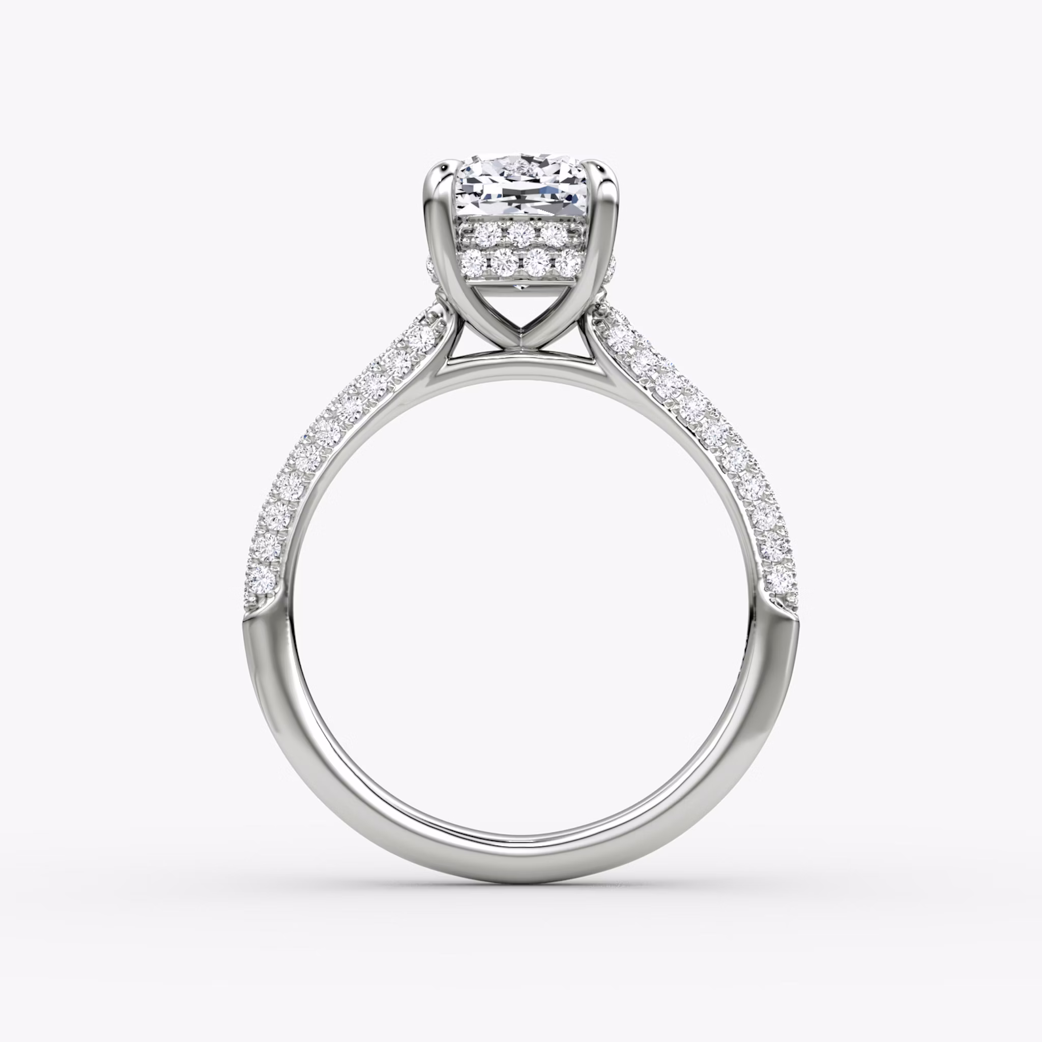 The Regal Pavé Dome | Cushion | 18k | White Gold | bandAccent: Pavé | diamondOrientation: vertical | caratWeight: other