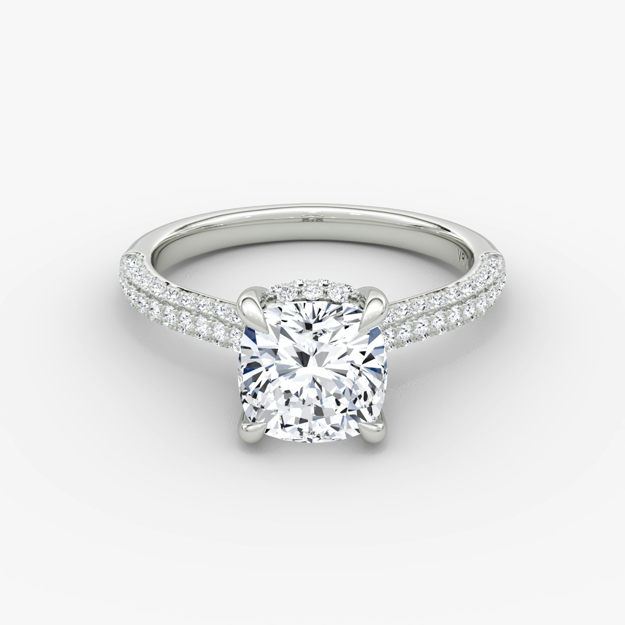The Regal Pavé Dome | Cushion | Platinum | bandAccent: Pavé | diamondOrientation: vertical | caratWeight: other