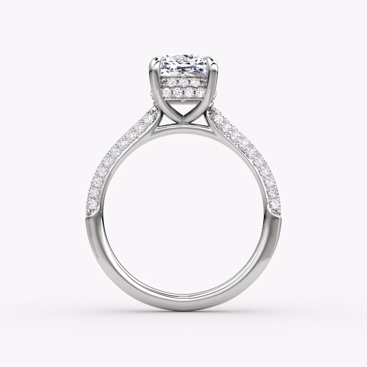 The Regal Pavé Dome | Cushion | Platinum | bandAccent: Pavé | diamondOrientation: vertical | caratWeight: other