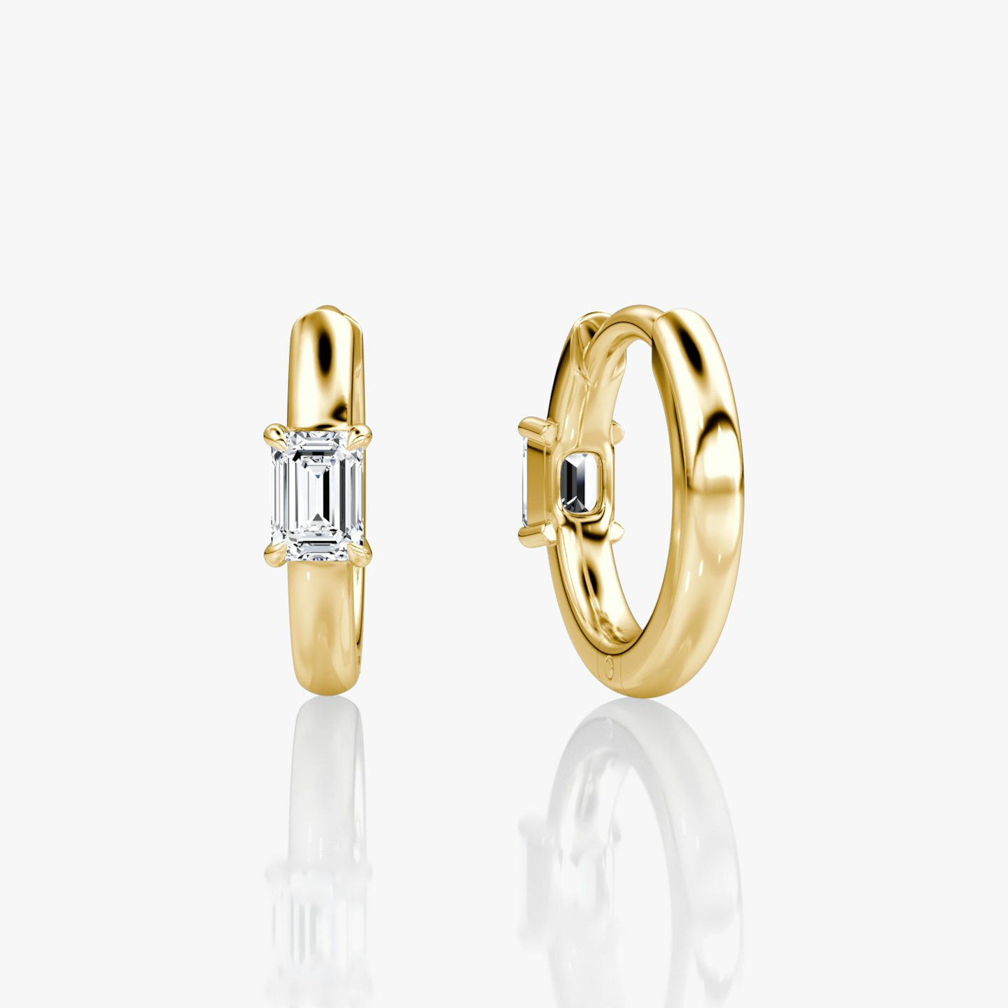 Solitaire Huggie Hoop | Emerald | 14k | Yellow Gold