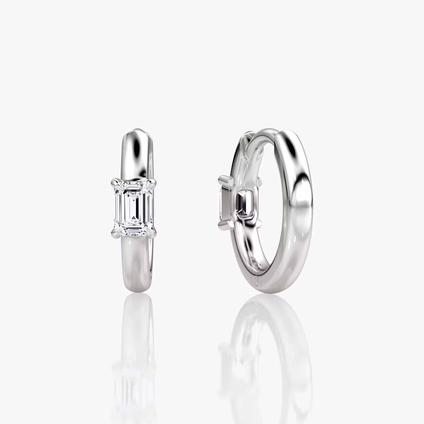 Solitaire Huggie Hoop | Emerald | 14k | White Gold