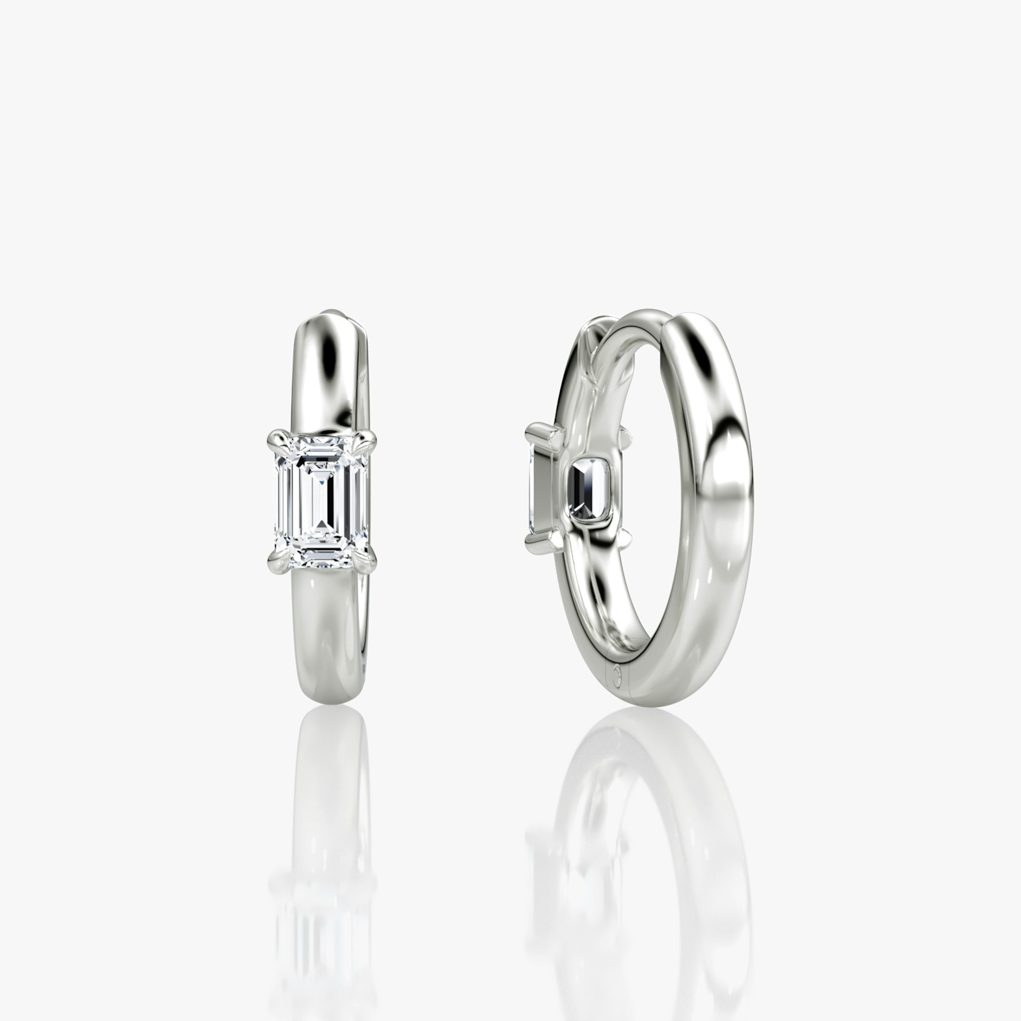 Solitaire Huggie Hoop | Emerald | 14k | White Gold