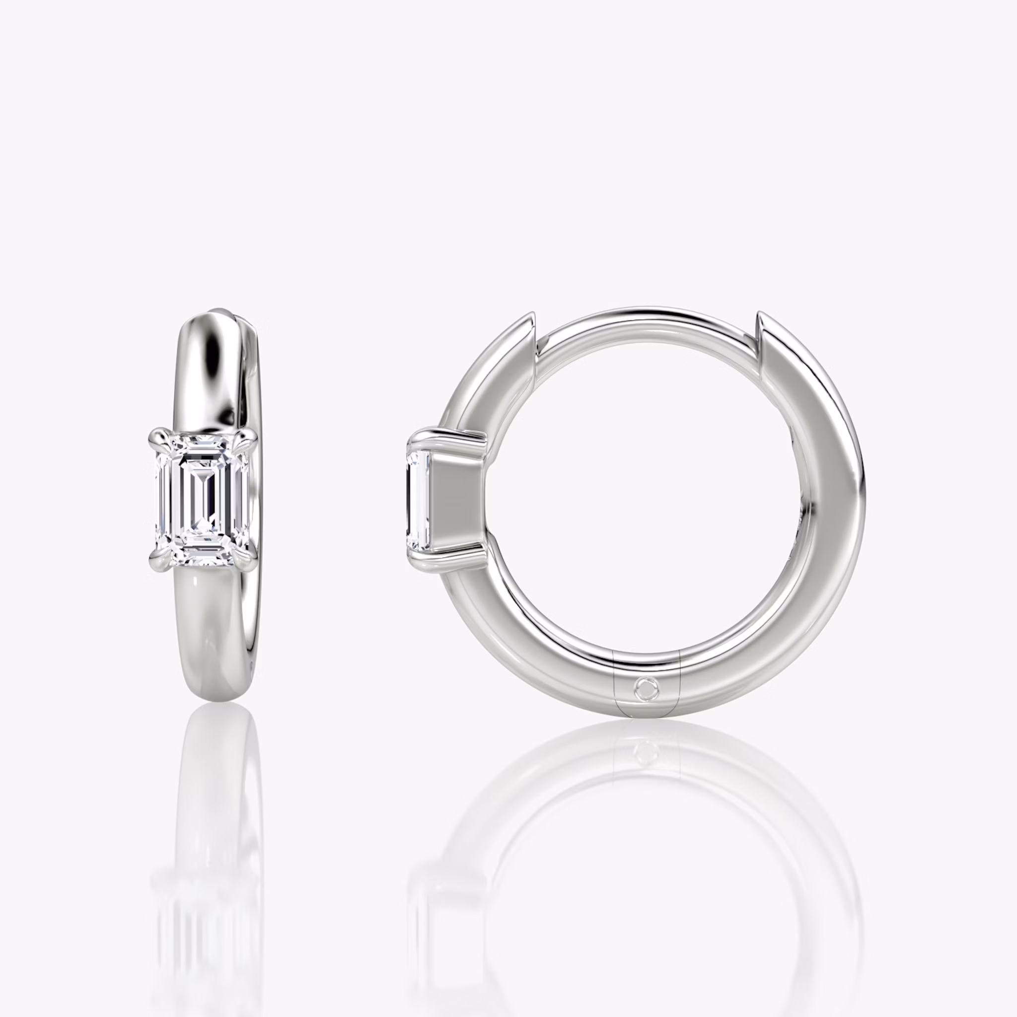Solitaire Huggie Hoop | Emerald | 14k | White Gold