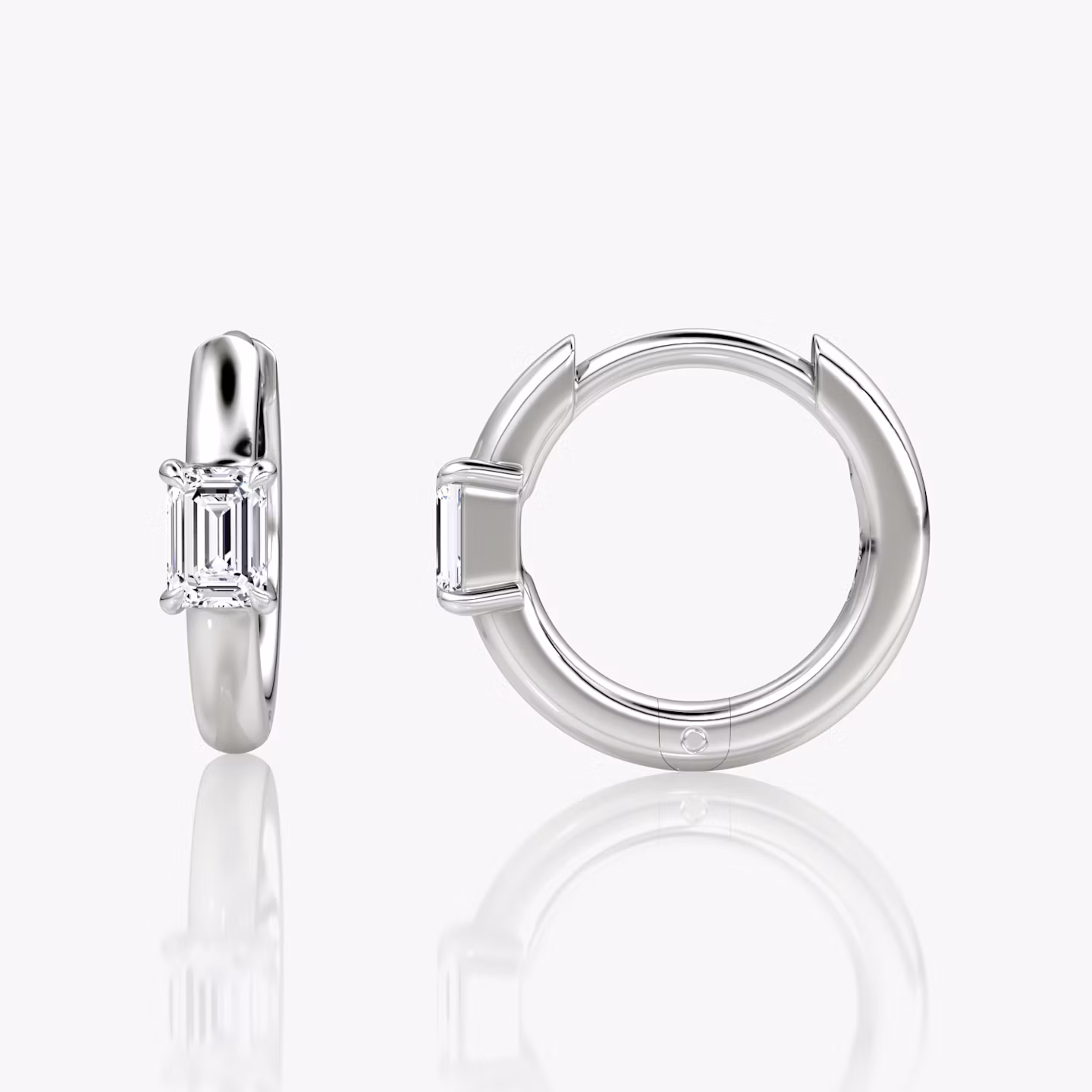 Solitaire Huggie Hoop | Emerald | 14k | White Gold