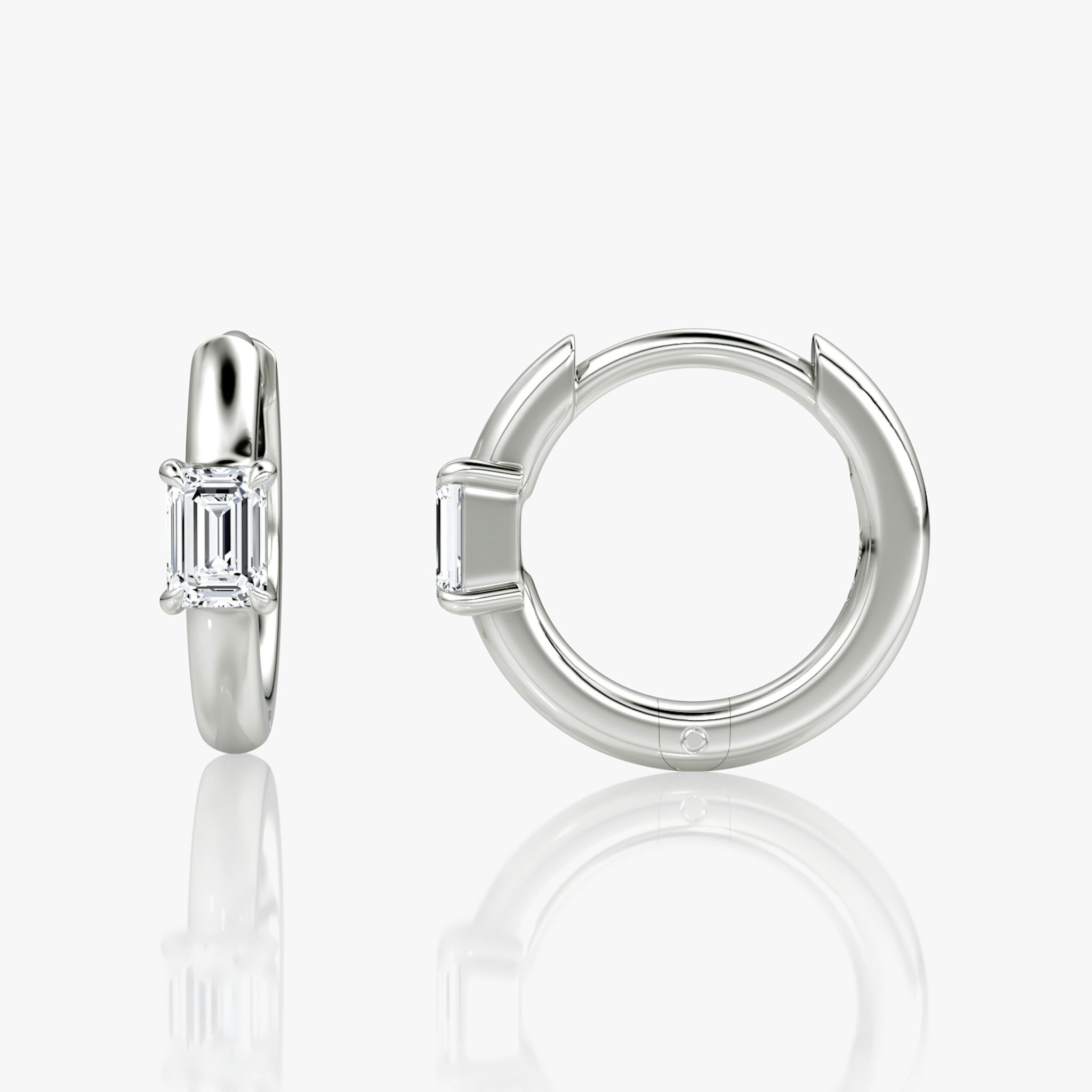 Solitaire Huggie Hoop | Emerald | 14k | White Gold