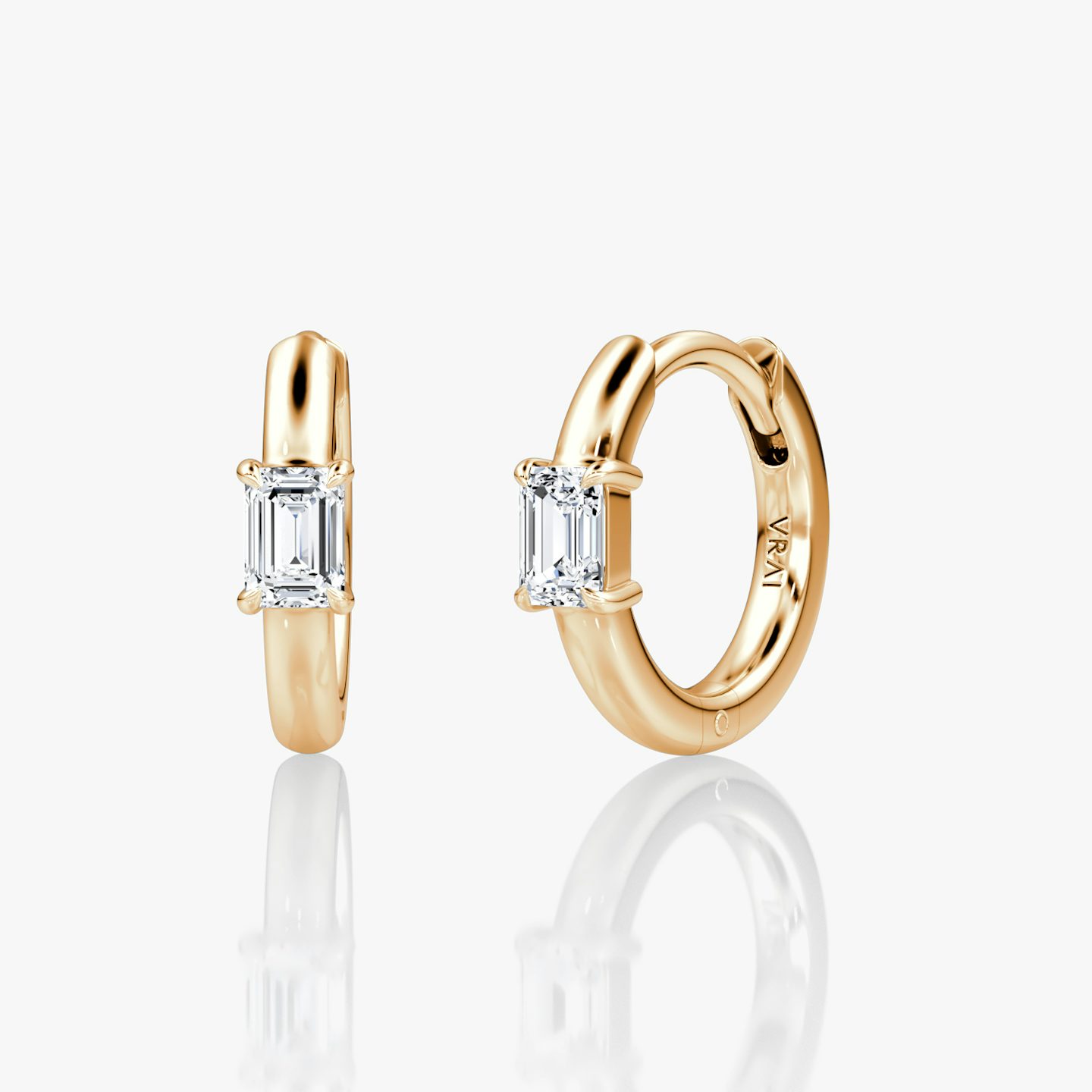 Solitaire Huggie Hoop | Emerald | 14k | Rose Gold