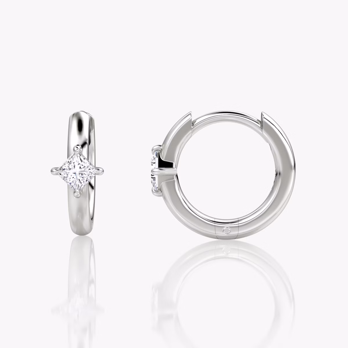 Solitaire Huggie Hoop | Princess | 14k | White Gold