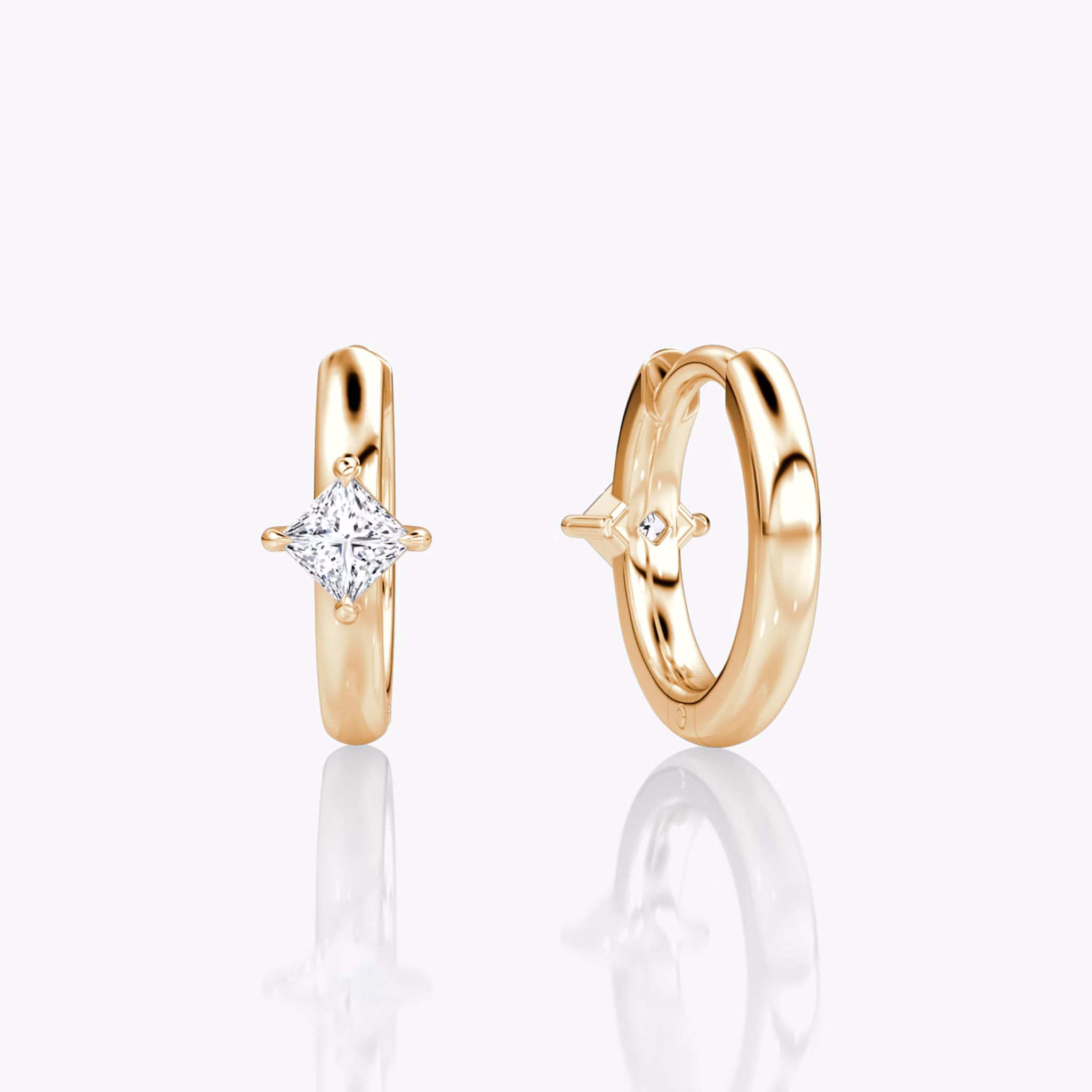 Solitaire Huggie Hoop | Princess | 14k | Rose Gold