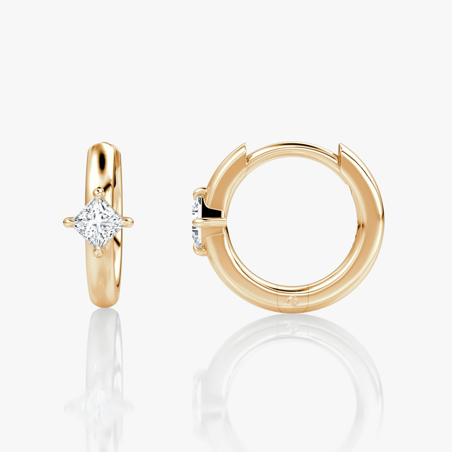 Solitaire Huggie Hoop | Princess | 14k | Rose Gold