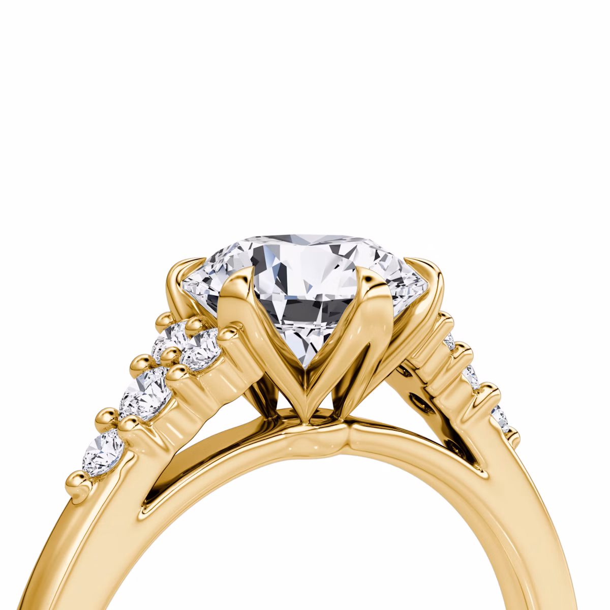 The Round Cluster Heirloom | Round Brilliant | 18k | Yellow Gold | bandAccent: Plain | caratWeight: other | diamondOrientation: vertical