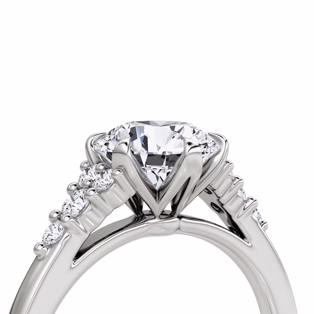 The Round Cluster Heirloom | Round Brilliant | Platinum | bandAccent: Plain | caratWeight: other | diamondOrientation: vertical