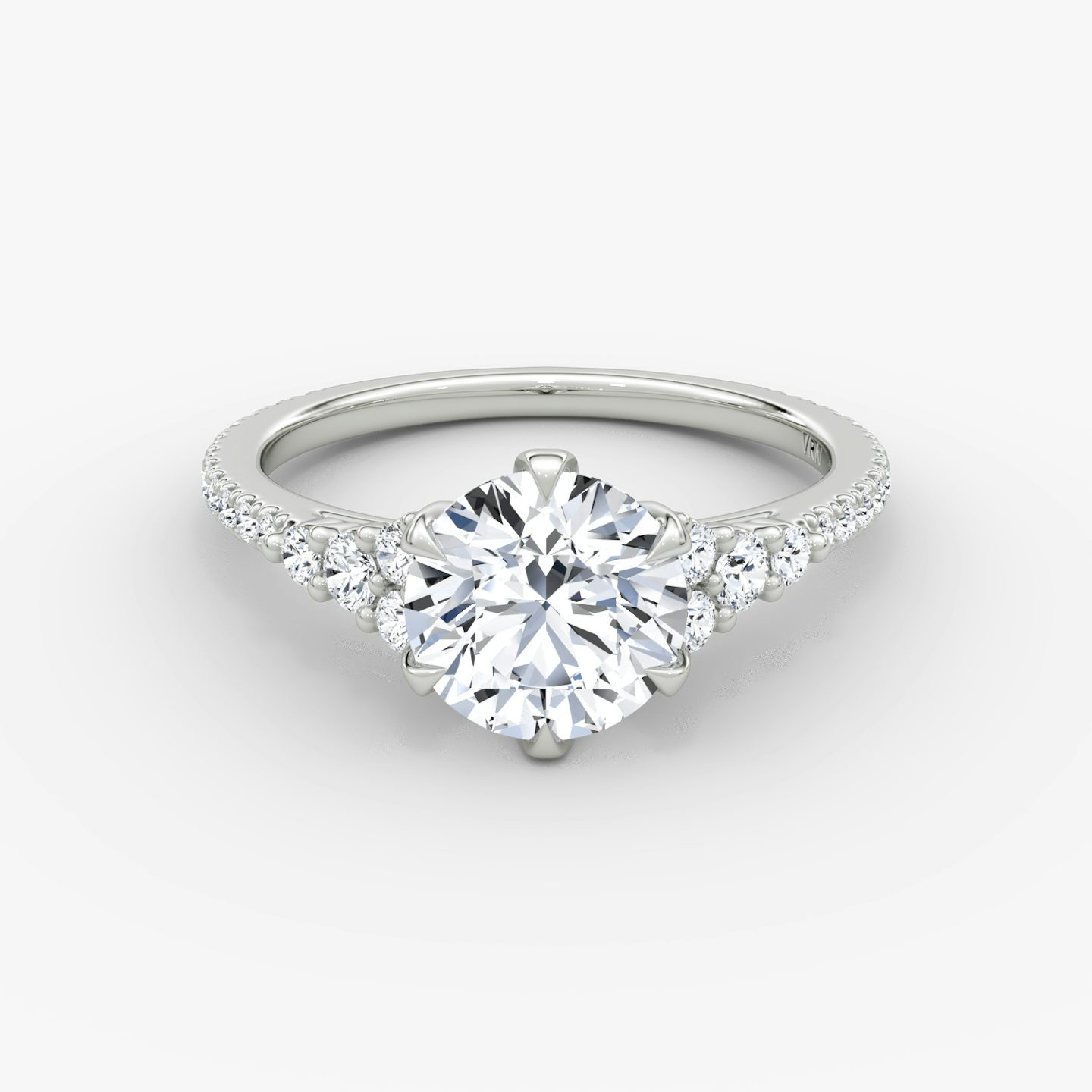 The Round Cluster Heirloom | Round Brilliant | Platinum | bandAccent: Pavé | caratWeight: 1.0ct | diamondOrientation: vertical