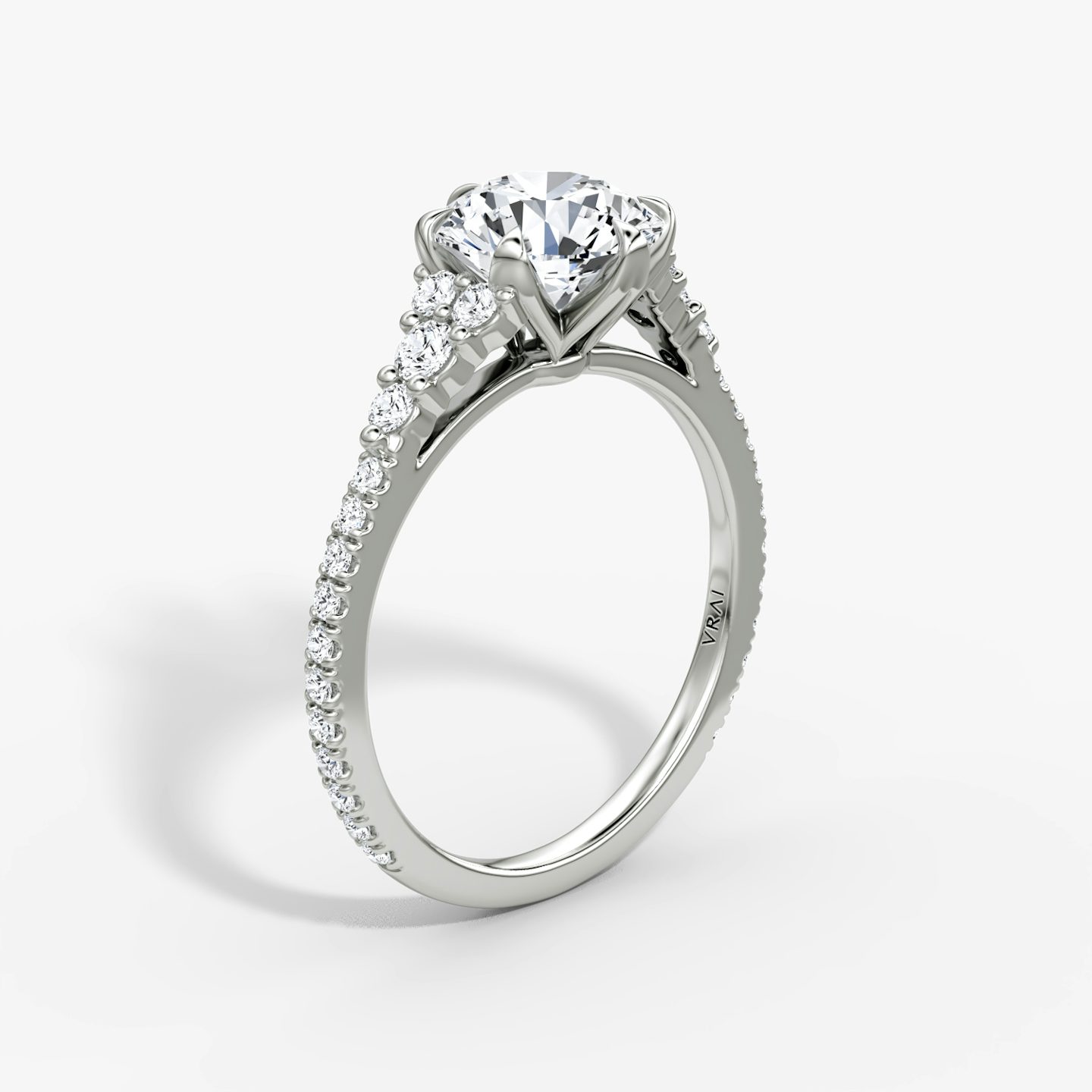 The Round Cluster Heirloom | Round Brilliant | 18k | White Gold | bandAccent: Pavé | caratWeight: other | diamondOrientation: vertical