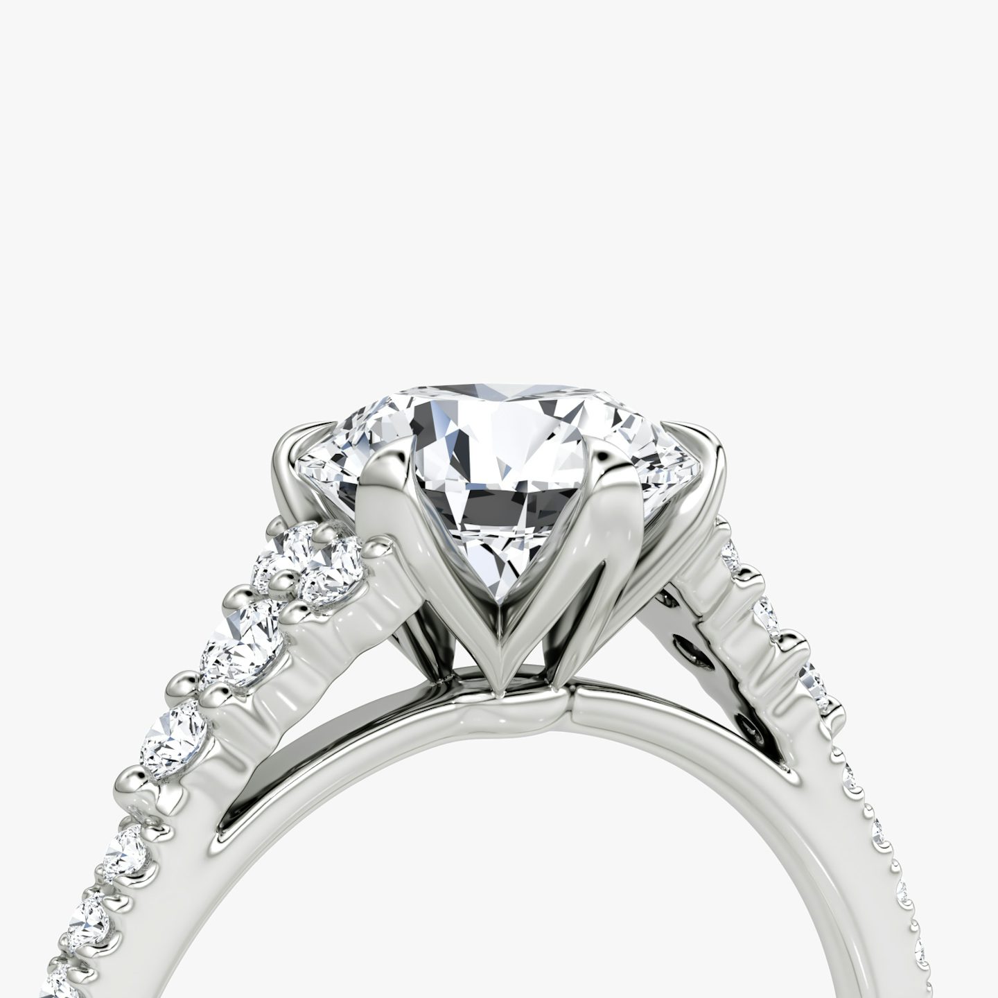 The Round Cluster Heirloom | Round Brilliant | 18k | White Gold | bandAccent: Pavé | caratWeight: other | diamondOrientation: vertical