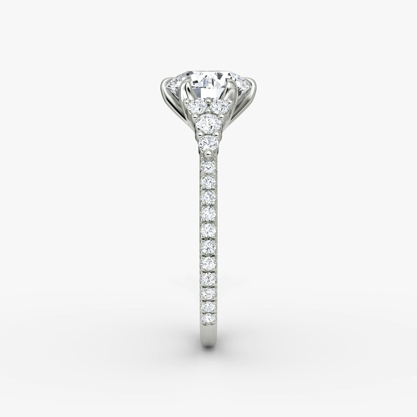 The Round Cluster Heirloom | Round Brilliant | 18k | White Gold | bandAccent: Pavé | caratWeight: other | diamondOrientation: vertical