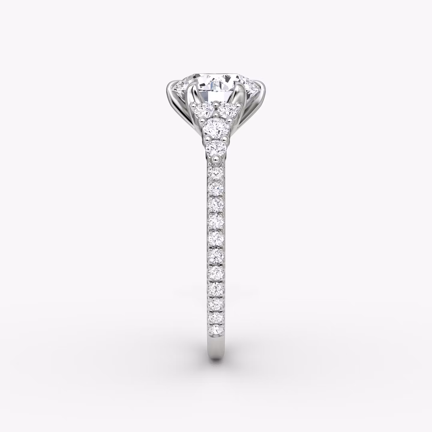 The Round Cluster Heirloom | Round Brilliant | Platinum | bandAccent: Pavé | caratWeight: other | diamondOrientation: vertical
