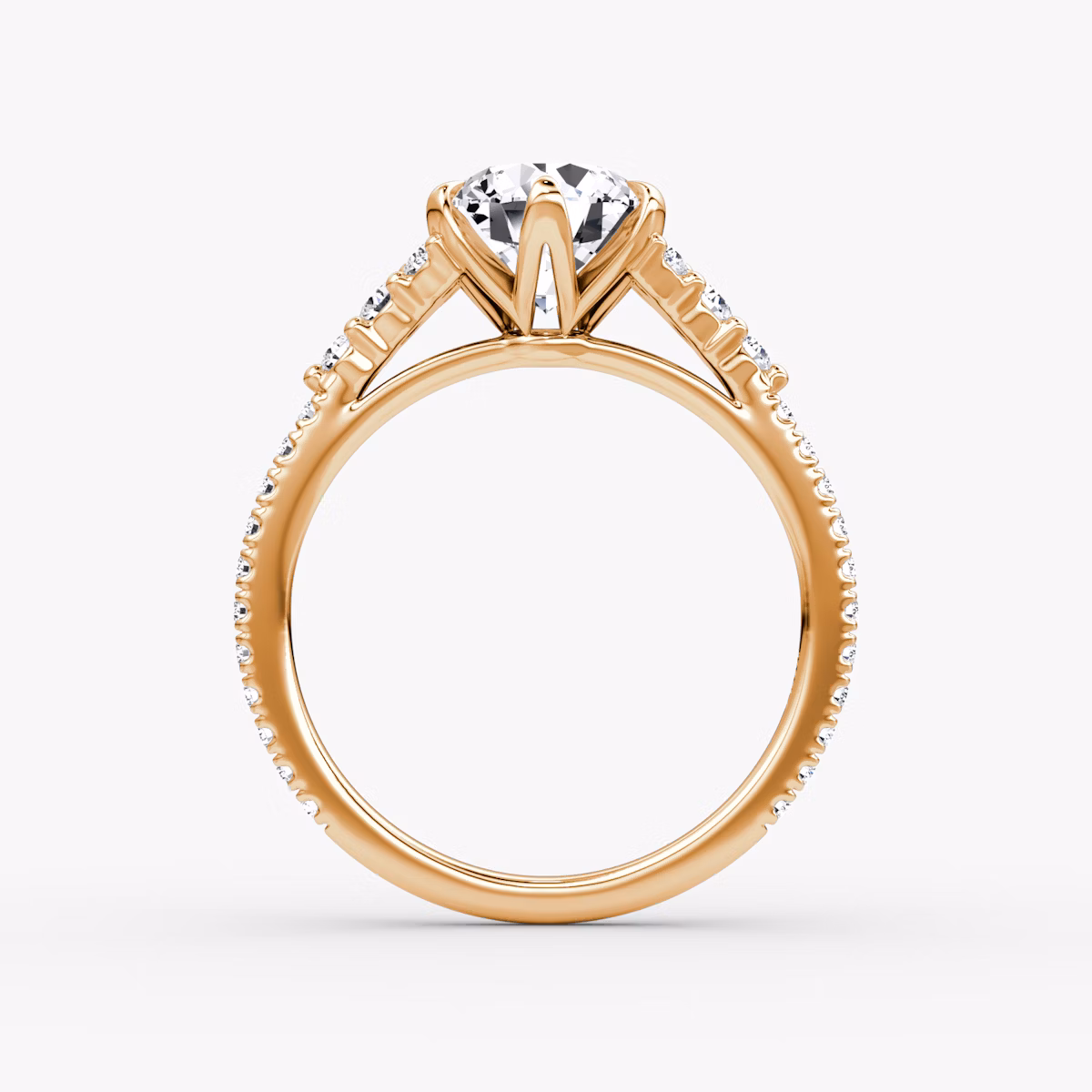 The Round Cluster Heirloom | Round Brilliant | 14k | Rose Gold | bandAccent: Pavé | caratWeight: 1.0ct | diamondOrientation: vertical