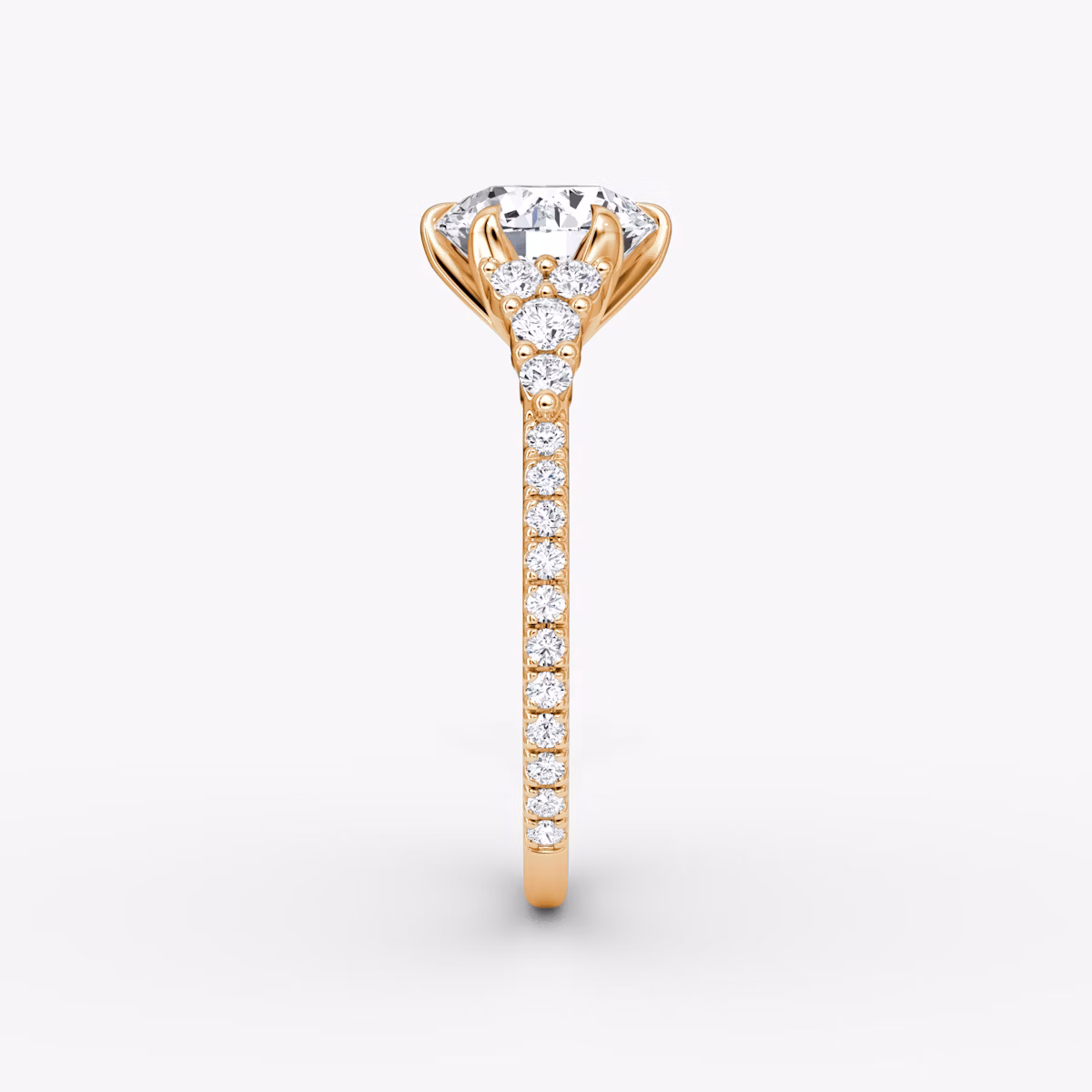 The Round Cluster Heirloom | Round Brilliant | 14k | Rose Gold | bandAccent: Pavé | caratWeight: 1.0ct | diamondOrientation: vertical