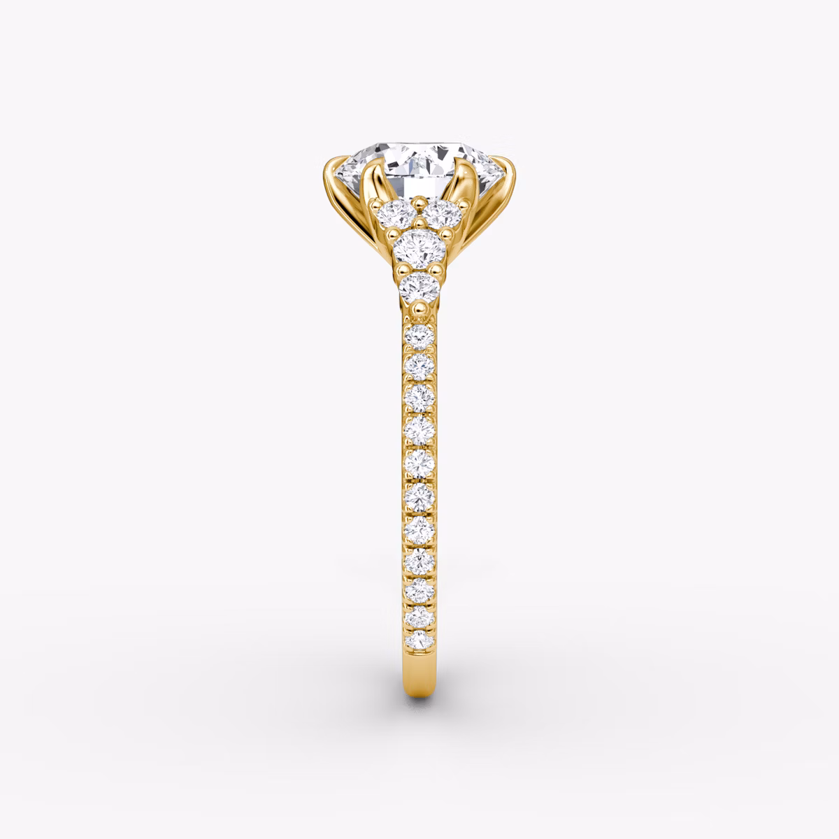 The Round Cluster Heirloom | Round Brilliant | 18k | Yellow Gold | bandAccent: Pavé | caratWeight: 1.0ct | diamondOrientation: vertical