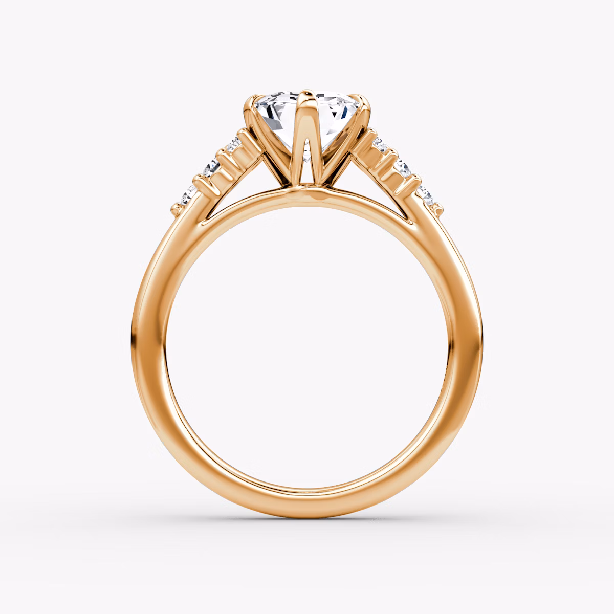 The Round Cluster Heirloom | Emerald | 14k | Rose Gold | bandAccent: Plain | diamondOrientation: vertical | caratWeight: other