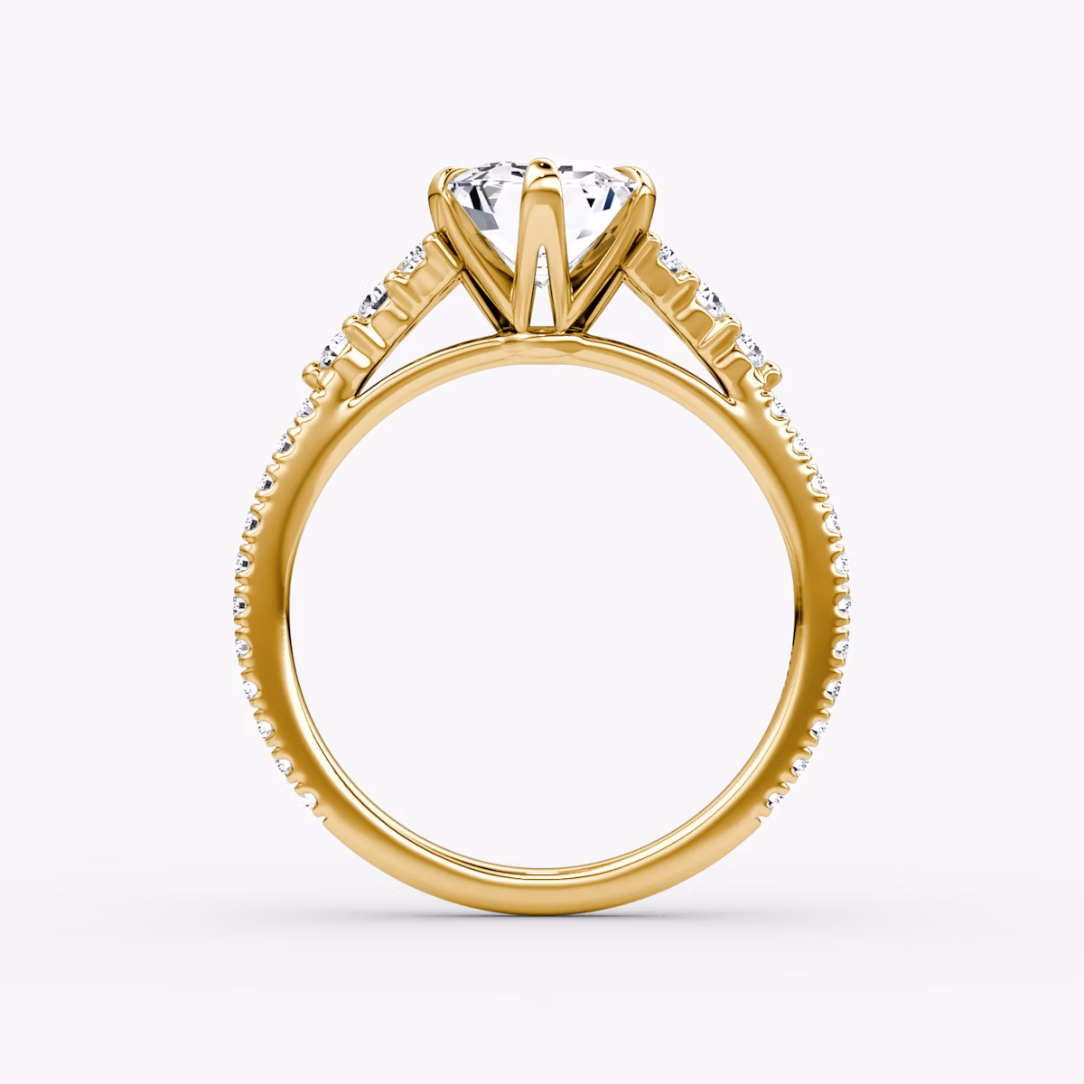 Anillo de compromiso Round Cluster Heirloom | Esmeralda | 18k | Oro amarillo | bandAccent: Pavé | diamondOrientation: vertical | caratWeight: other