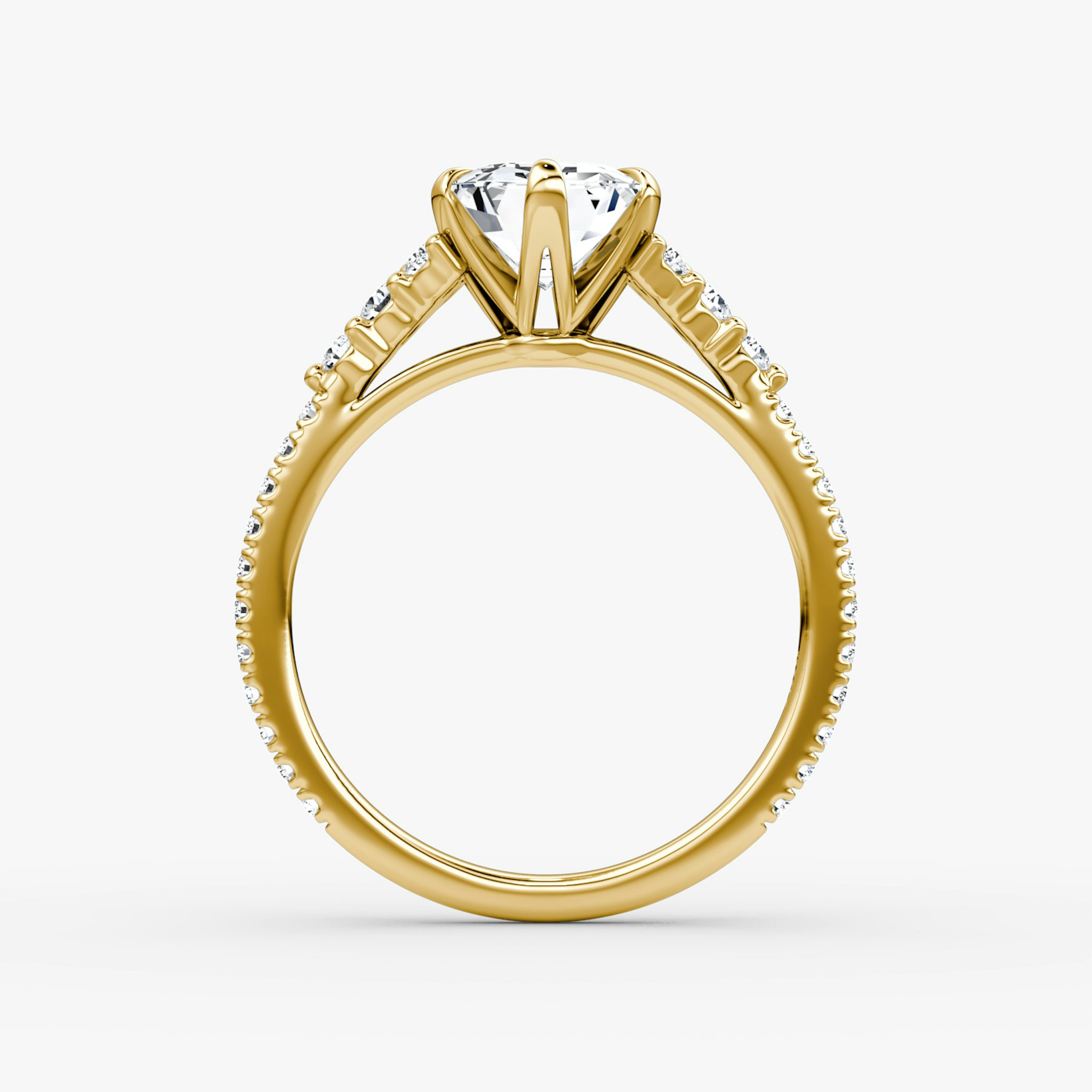 The Round Cluster Heirloom | Emerald | 18k | Gelbgold | bandAccent: Mit Pavé-Besatz | diamondOrientation: vertical | caratWeight: other