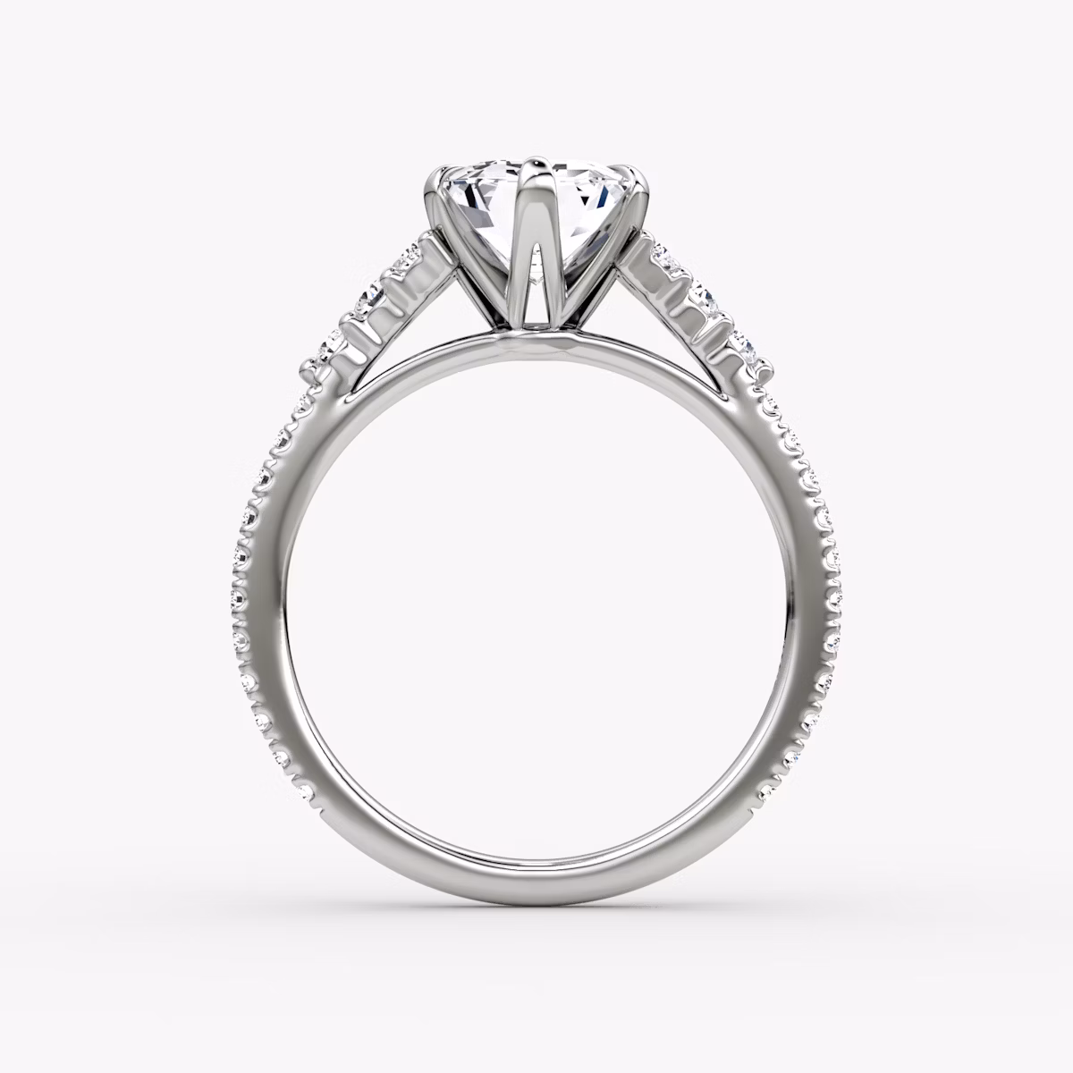 The Round Cluster Heirloom | Emerald | 18k | White Gold | bandAccent: Pavé | diamondOrientation: vertical | caratWeight: other