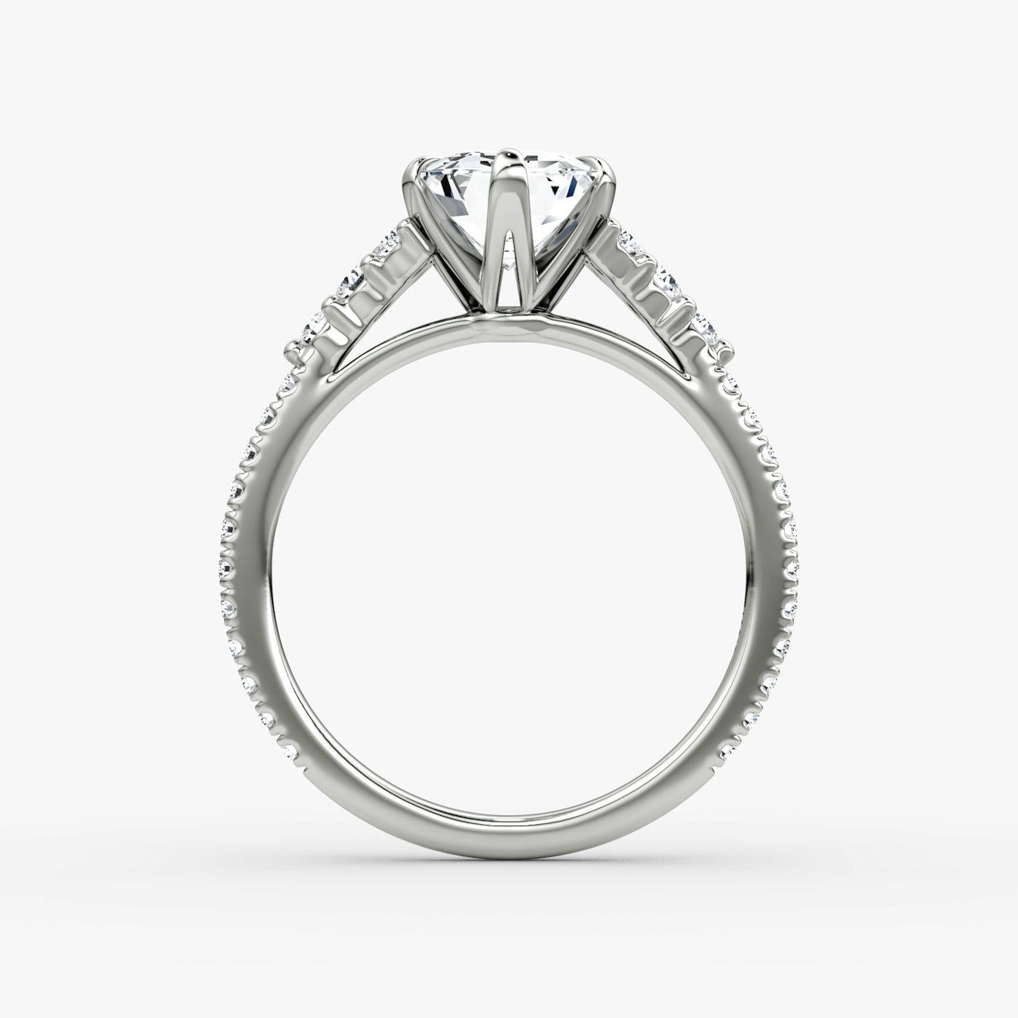 The Round Cluster Heirloom | Emerald | 18k | White Gold | bandAccent: Pavé | diamondOrientation: vertical | caratWeight: other