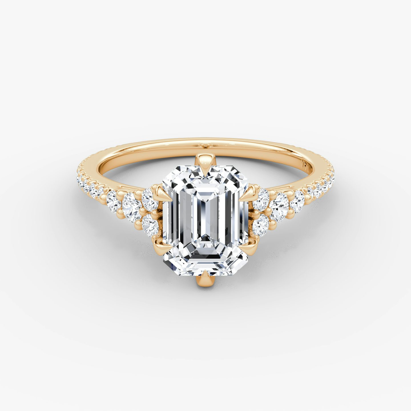 The Round Cluster Heirloom | Emerald | 14k | Rose Gold | bandAccent: Pavé | diamondOrientation: vertical | caratWeight: other